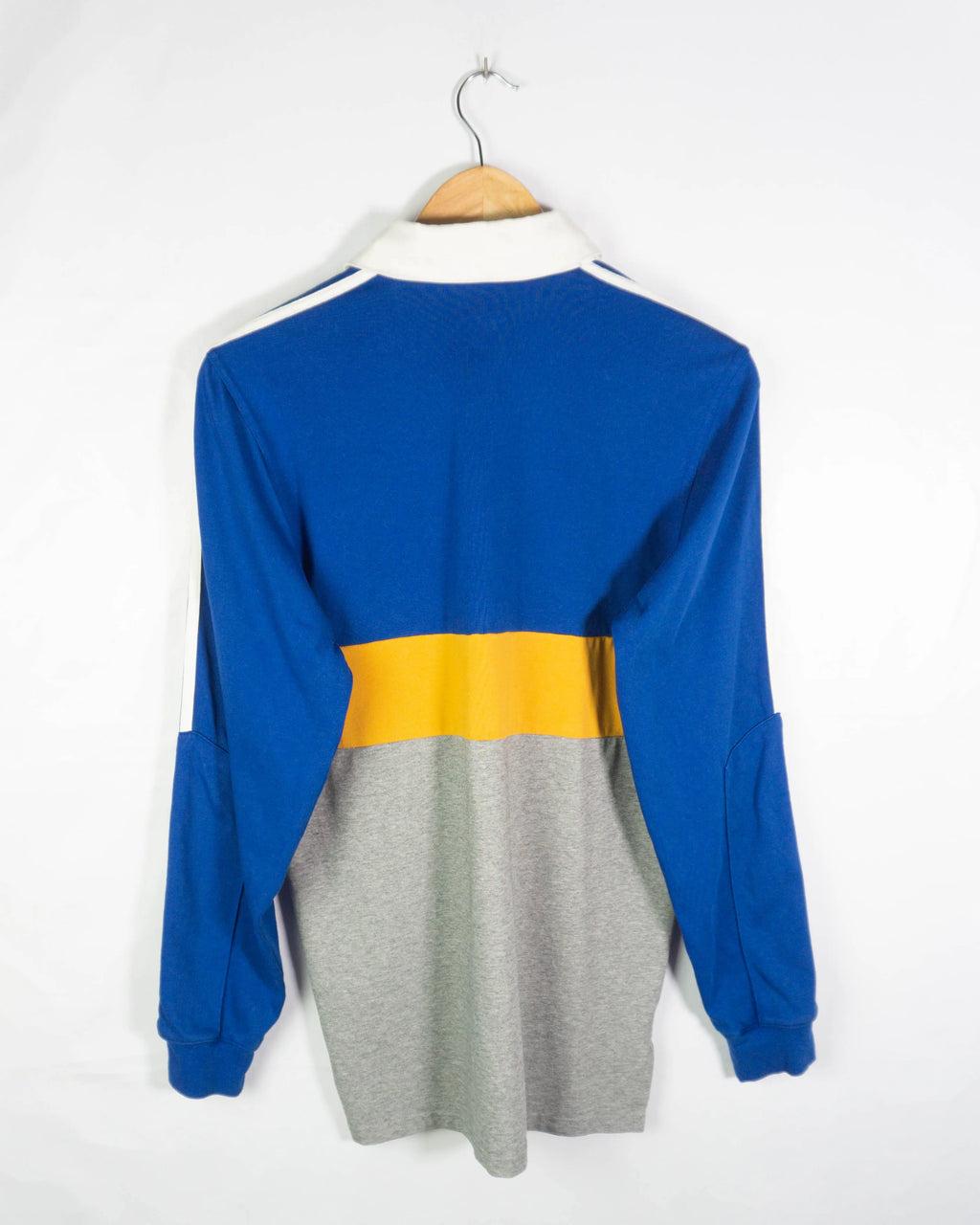 Polo manga larga Adidas azul/naranja/gris S