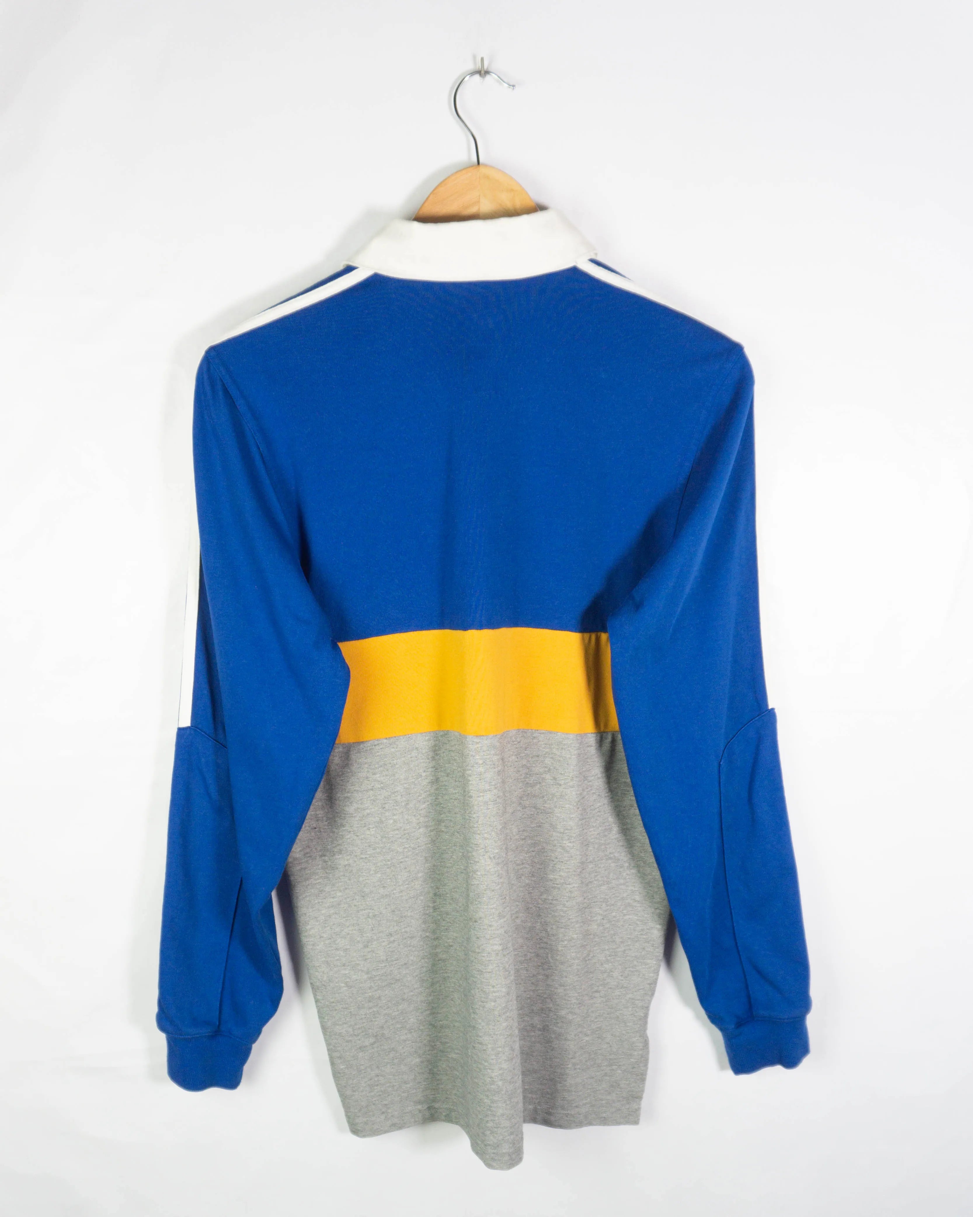 Polo manga larga Adidas azul/naranja/gris S