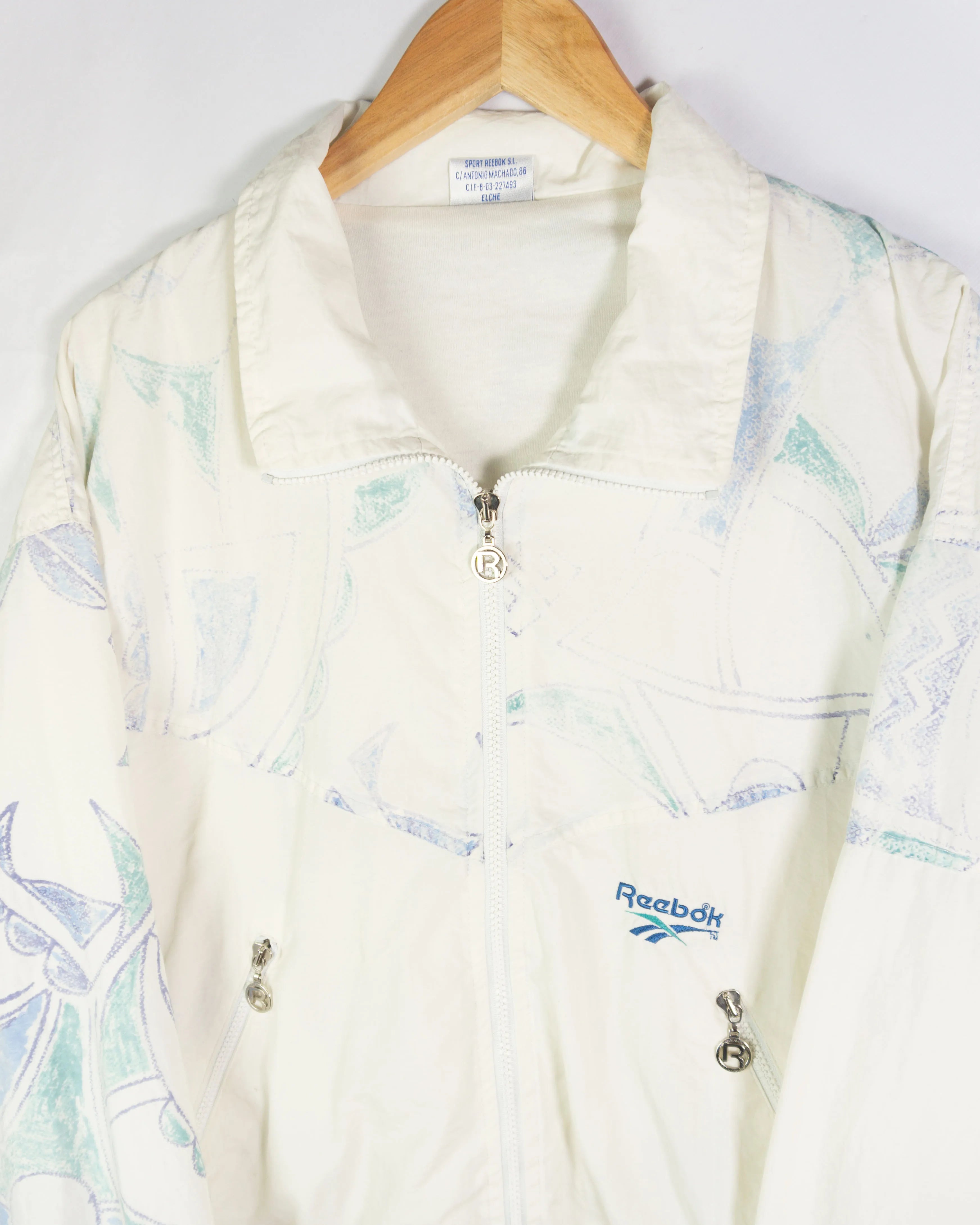 Chaqueta deportiva Reebok vintage 90s blanco/morado M