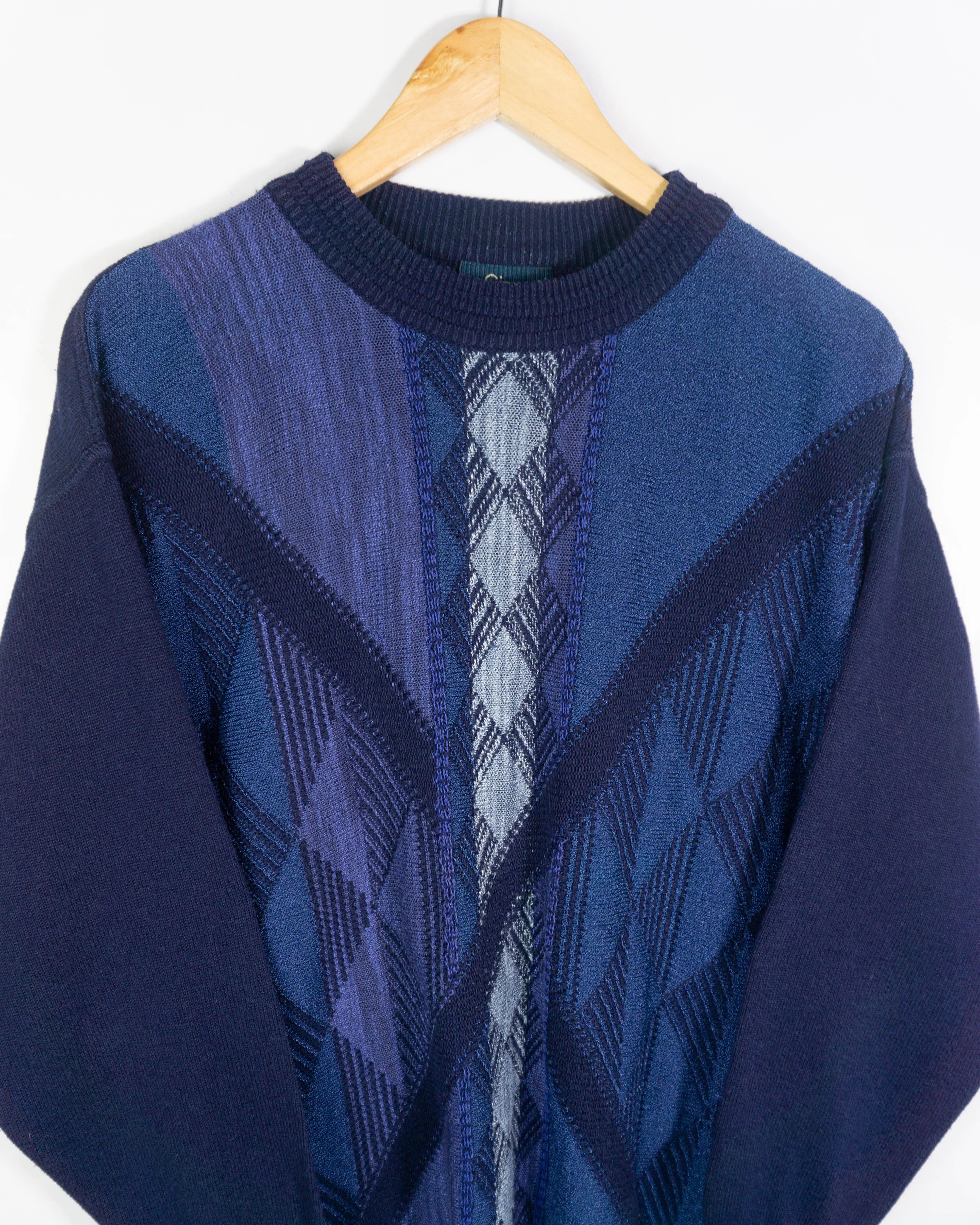 Jersey étnico vintage 90s azul L