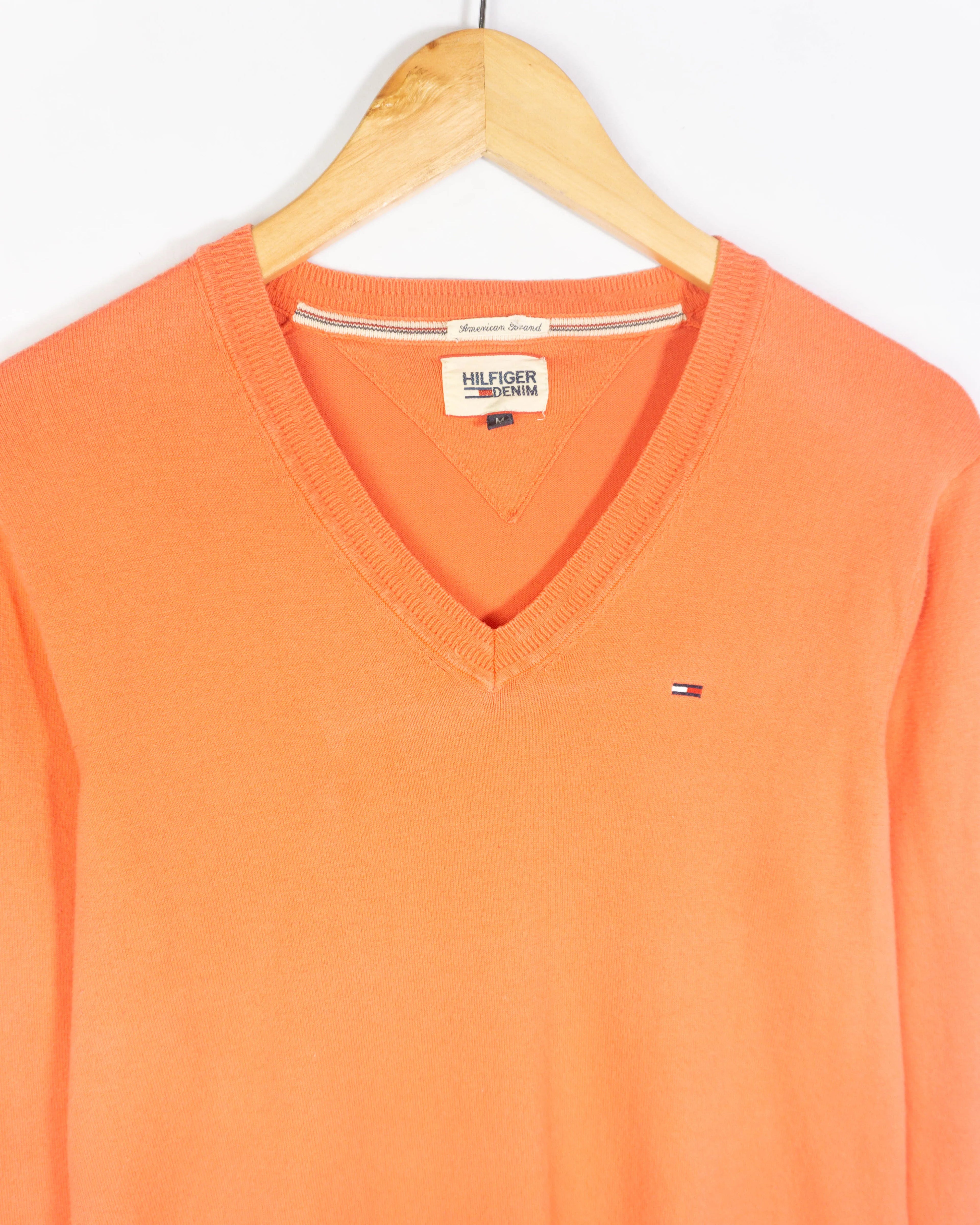 Jersey cuello pico mujer Tommy Hilfiger naranja M