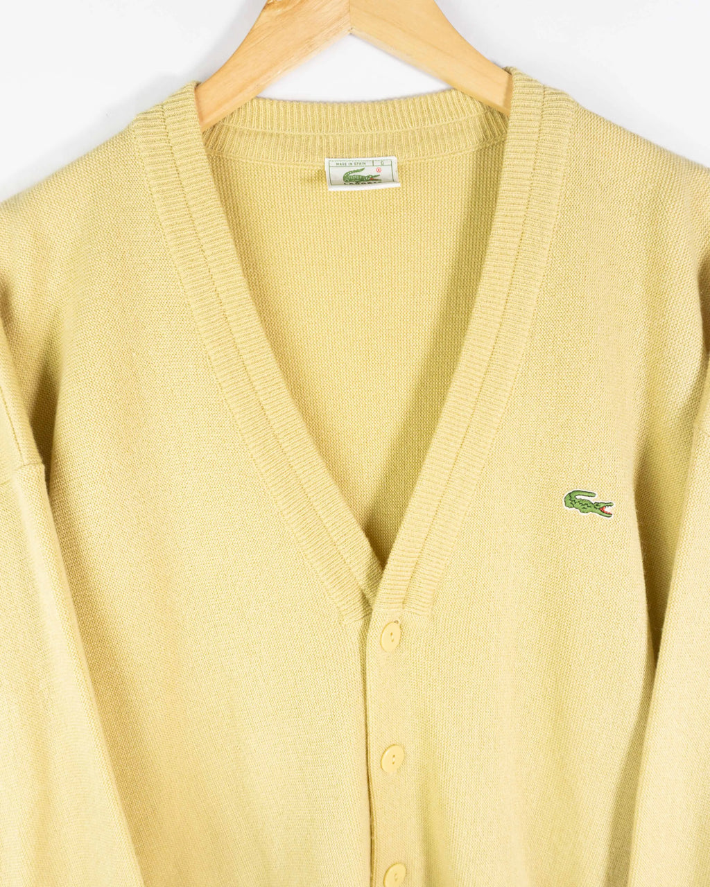 Cárdigan Lacoste vintage 90s amarillo XL