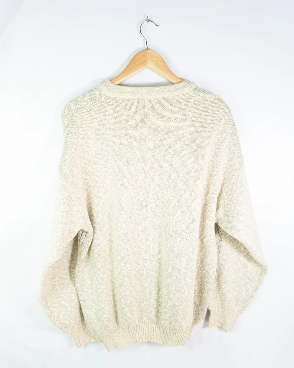 Jersey cuello pico estampado vintage 90s beige L