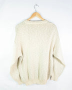 Jersey cuello pico estampado vintage 90s beige L
