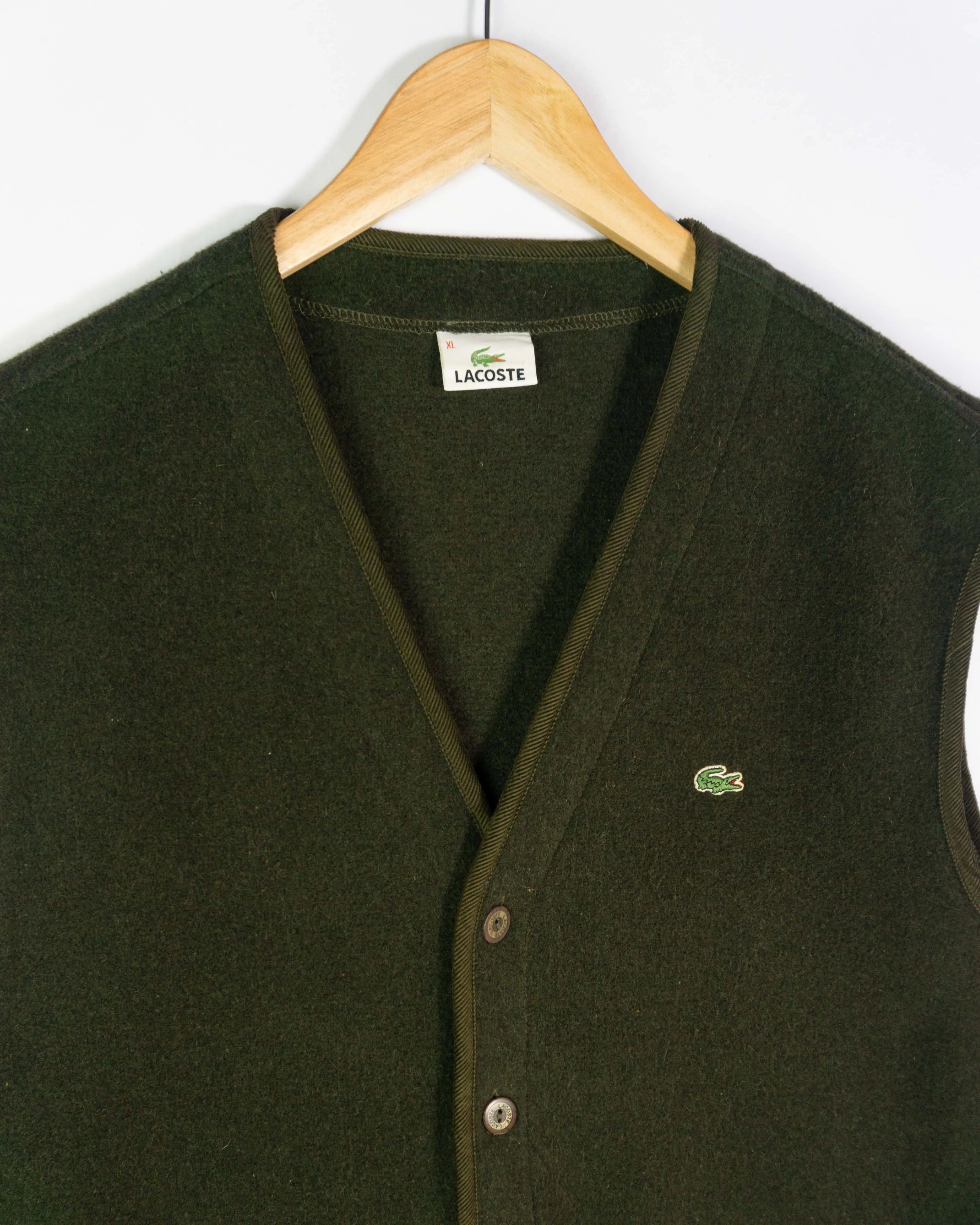 Chalecos Lacoste vintage 90s marrón oscuro XL