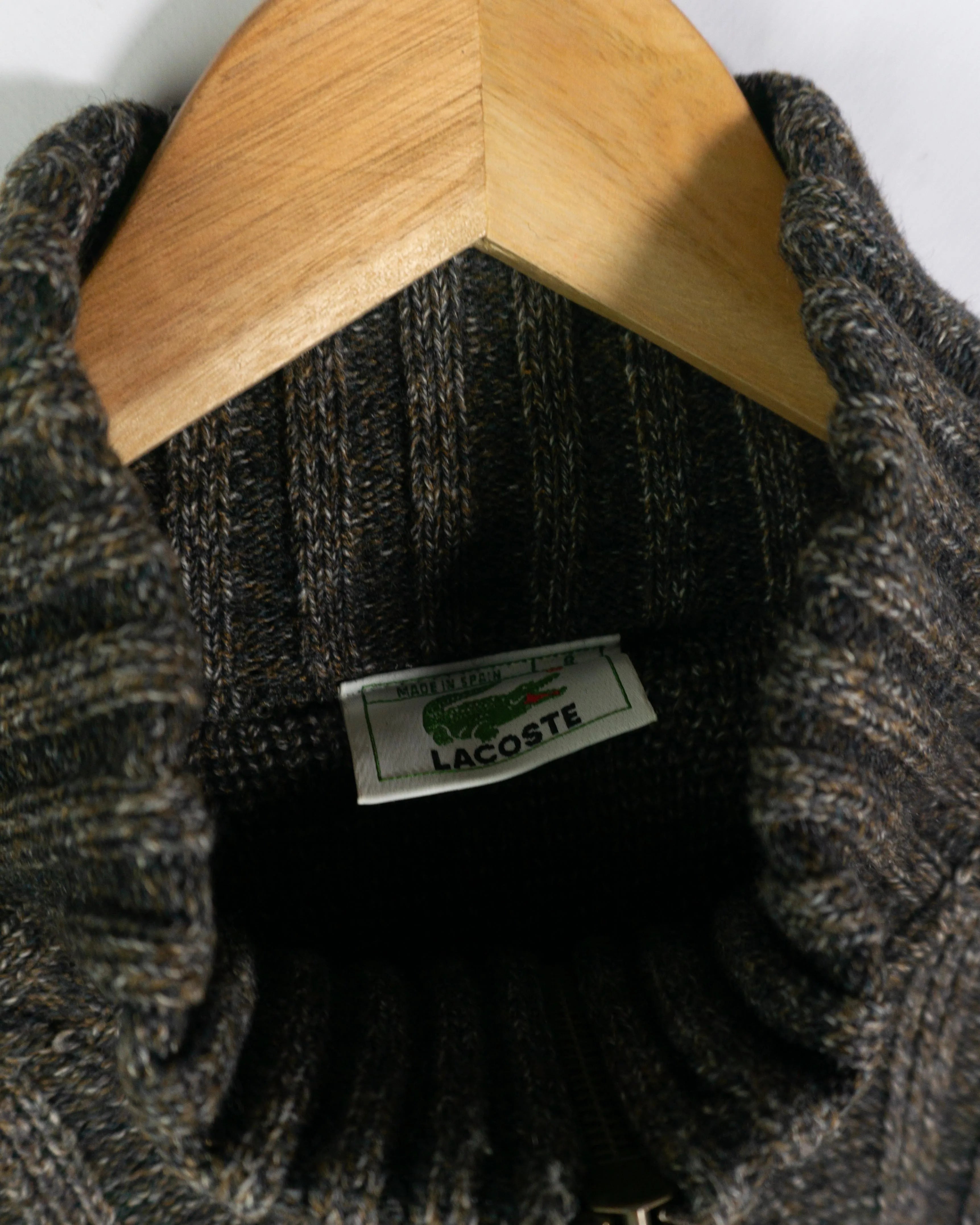 Jersey 1/4 zip marrón Lacoste vintage 90s L