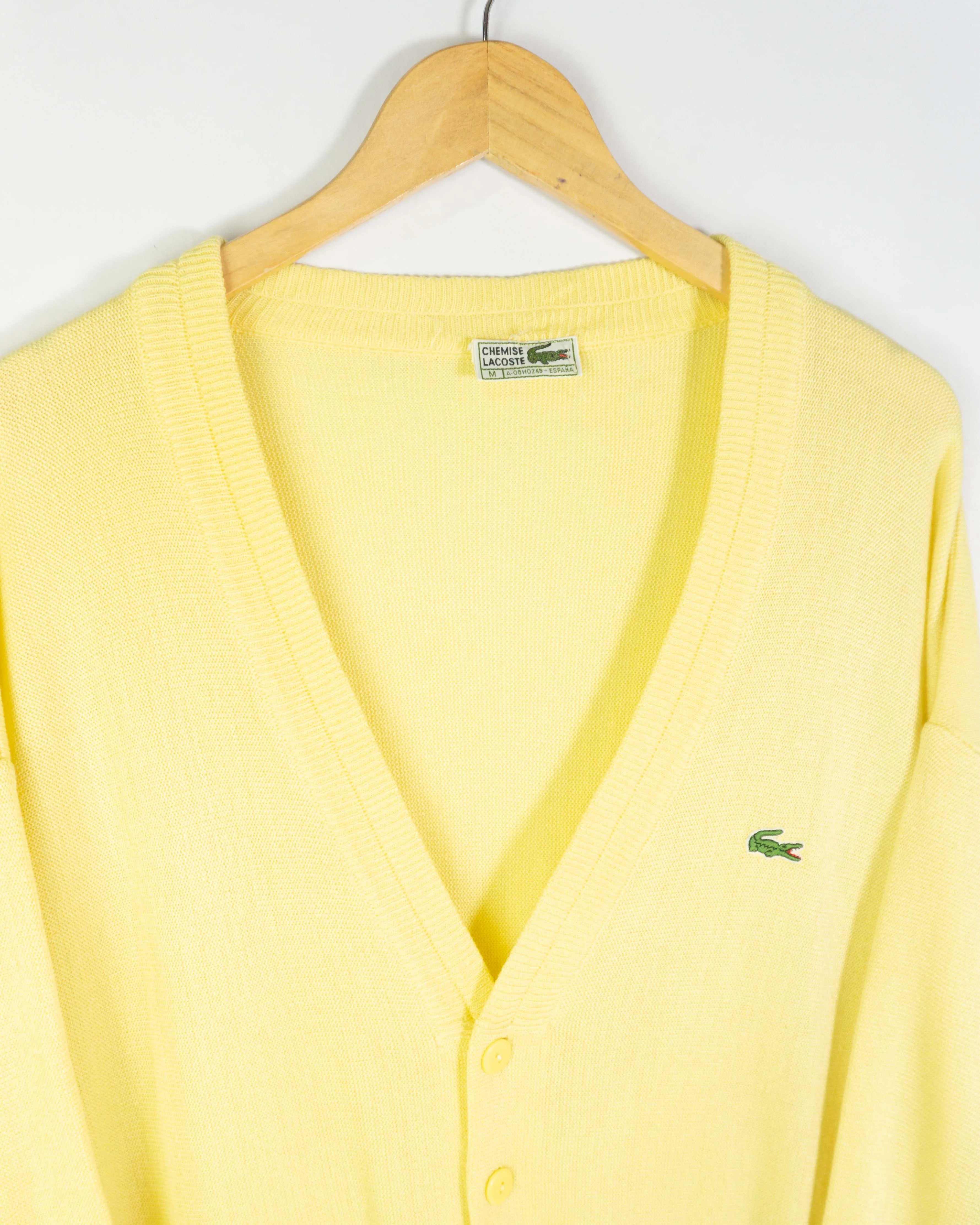 Cárdigan Lacoste vintage 90s amarillo M