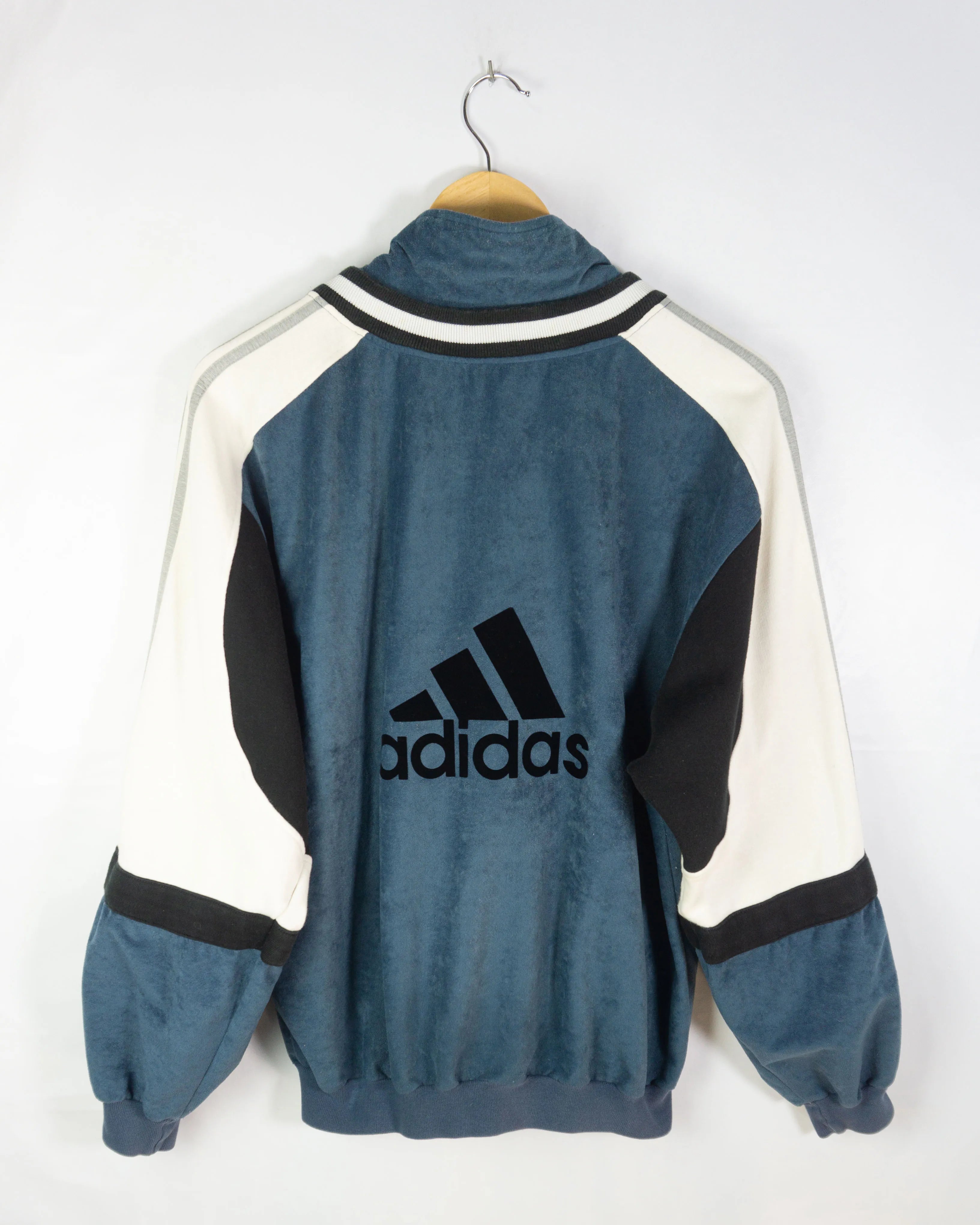 Chaqueta deportiva Adidas vintage 90s verde/negro/blanco M oversize
