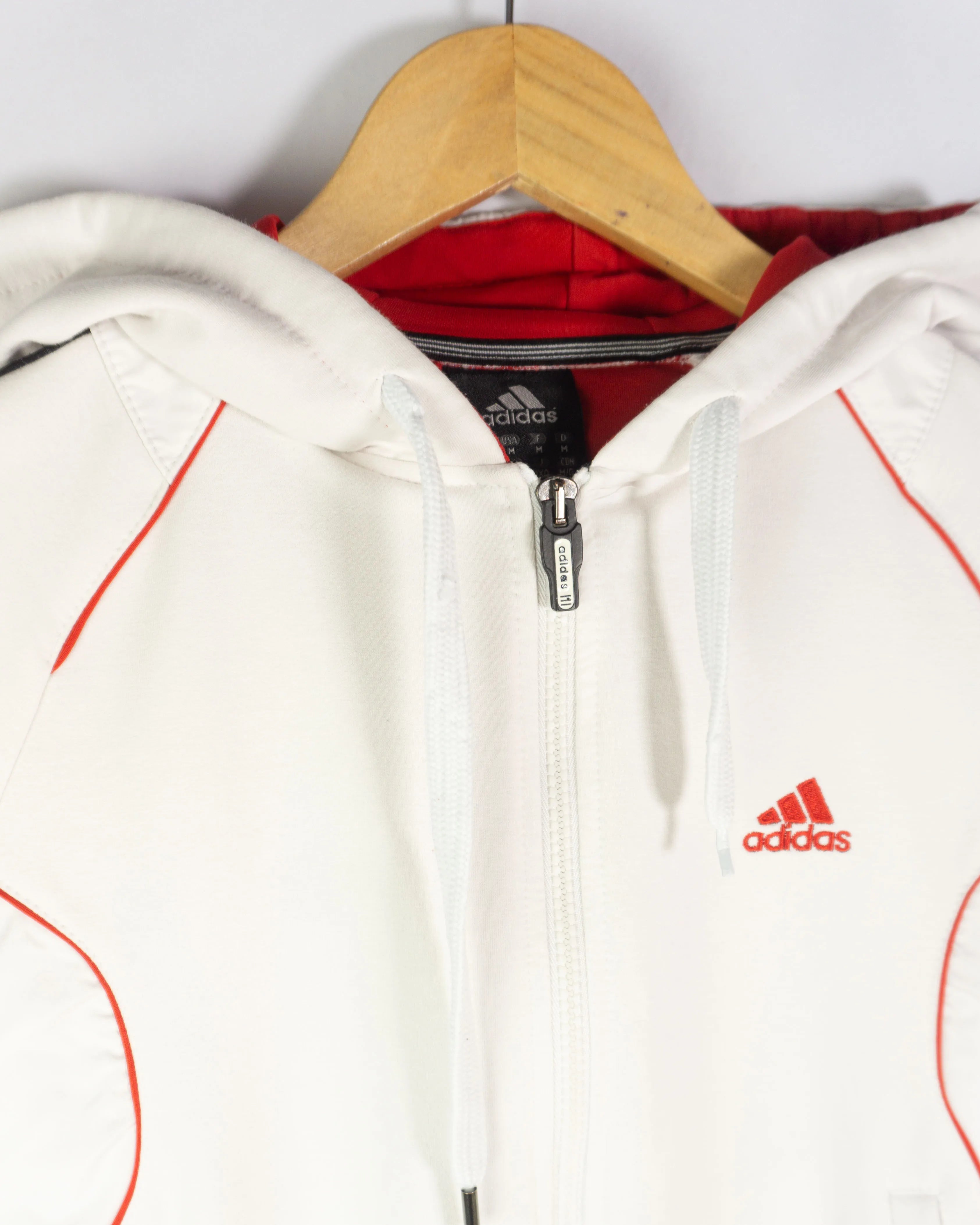 Sudadera con cremallera Adidas vintage 00s rojo/blanco XS