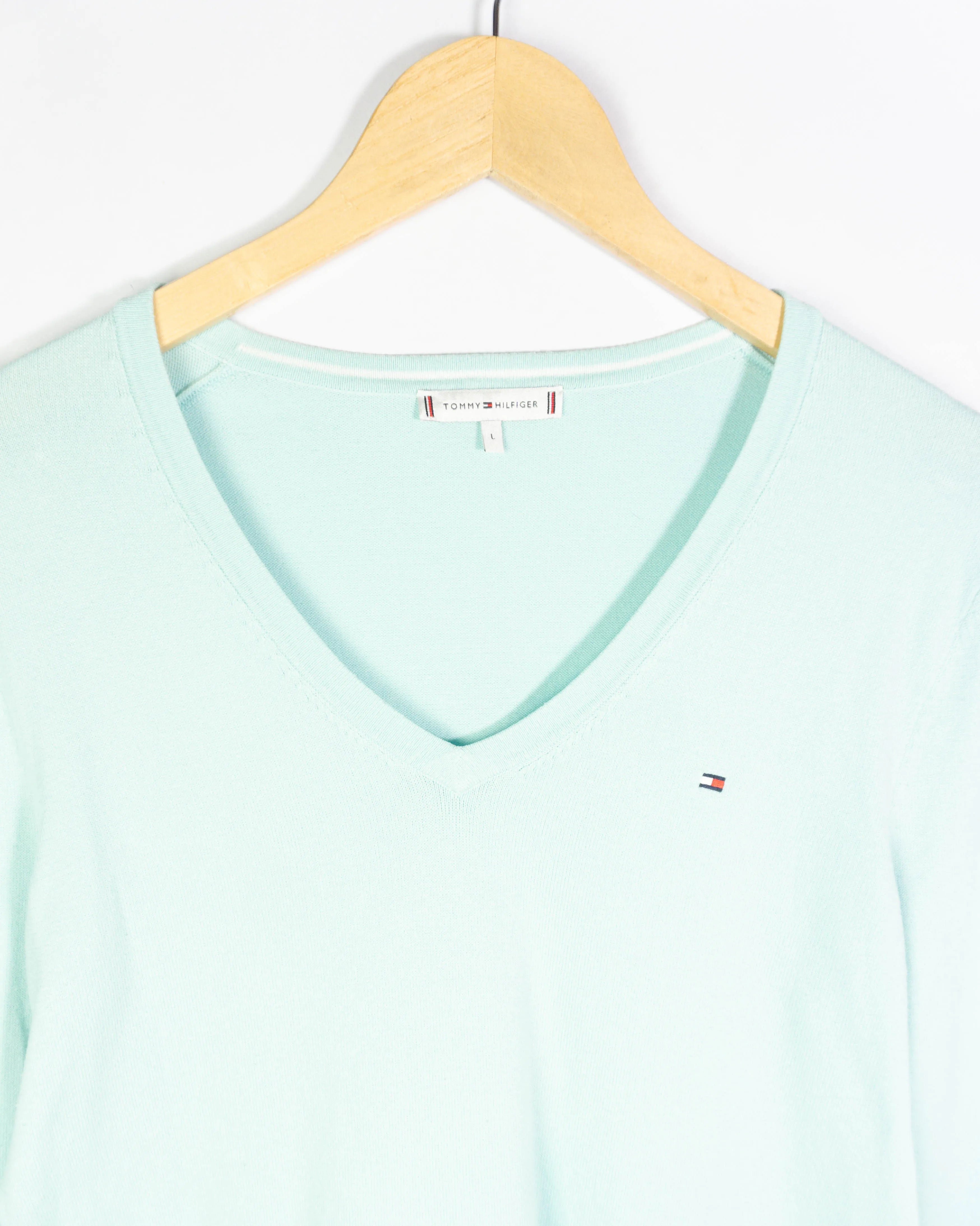 Jersey cuello pico mujer Tommy Hilfiger azul claro L