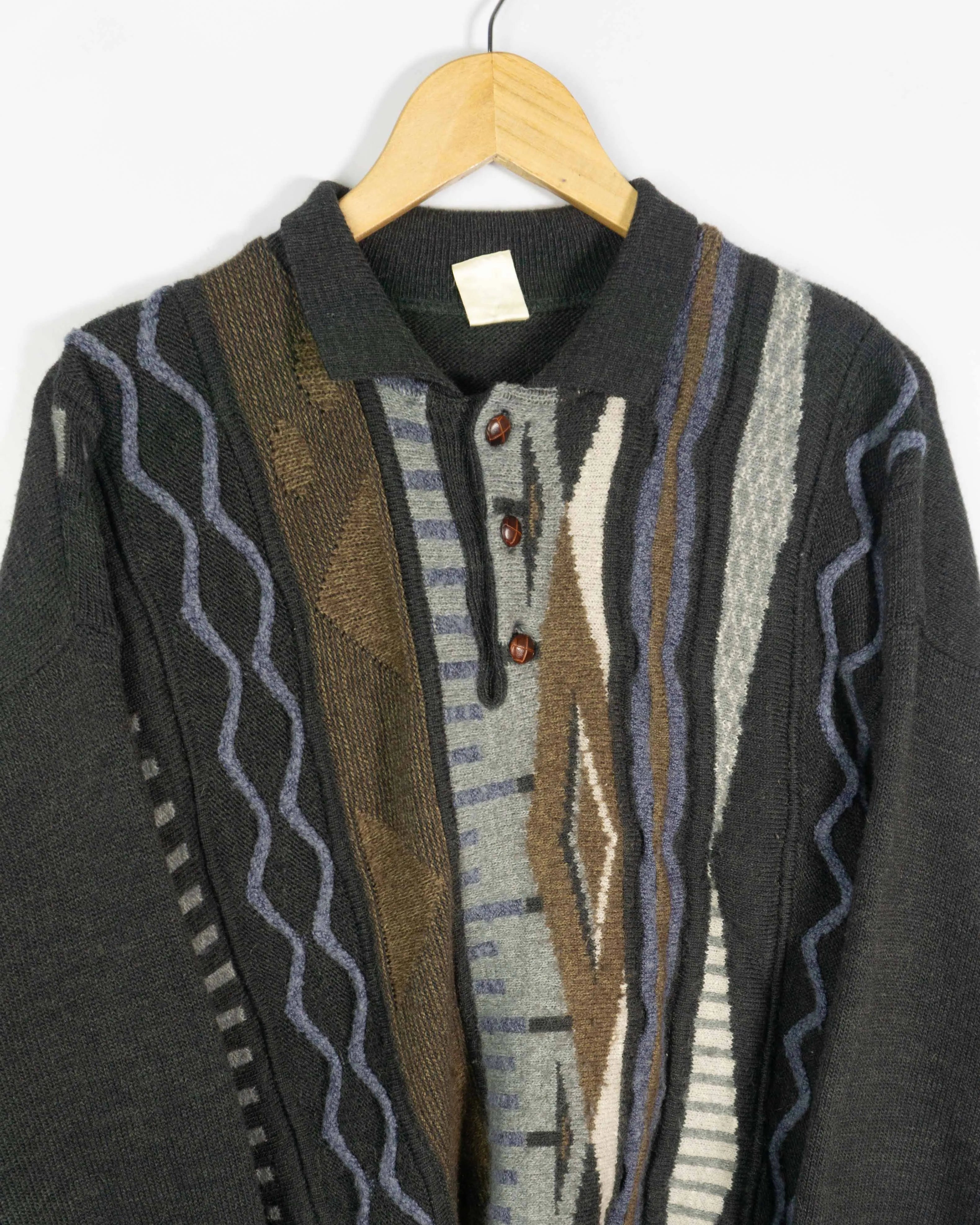 Jersey botones estampado vintage 90s L