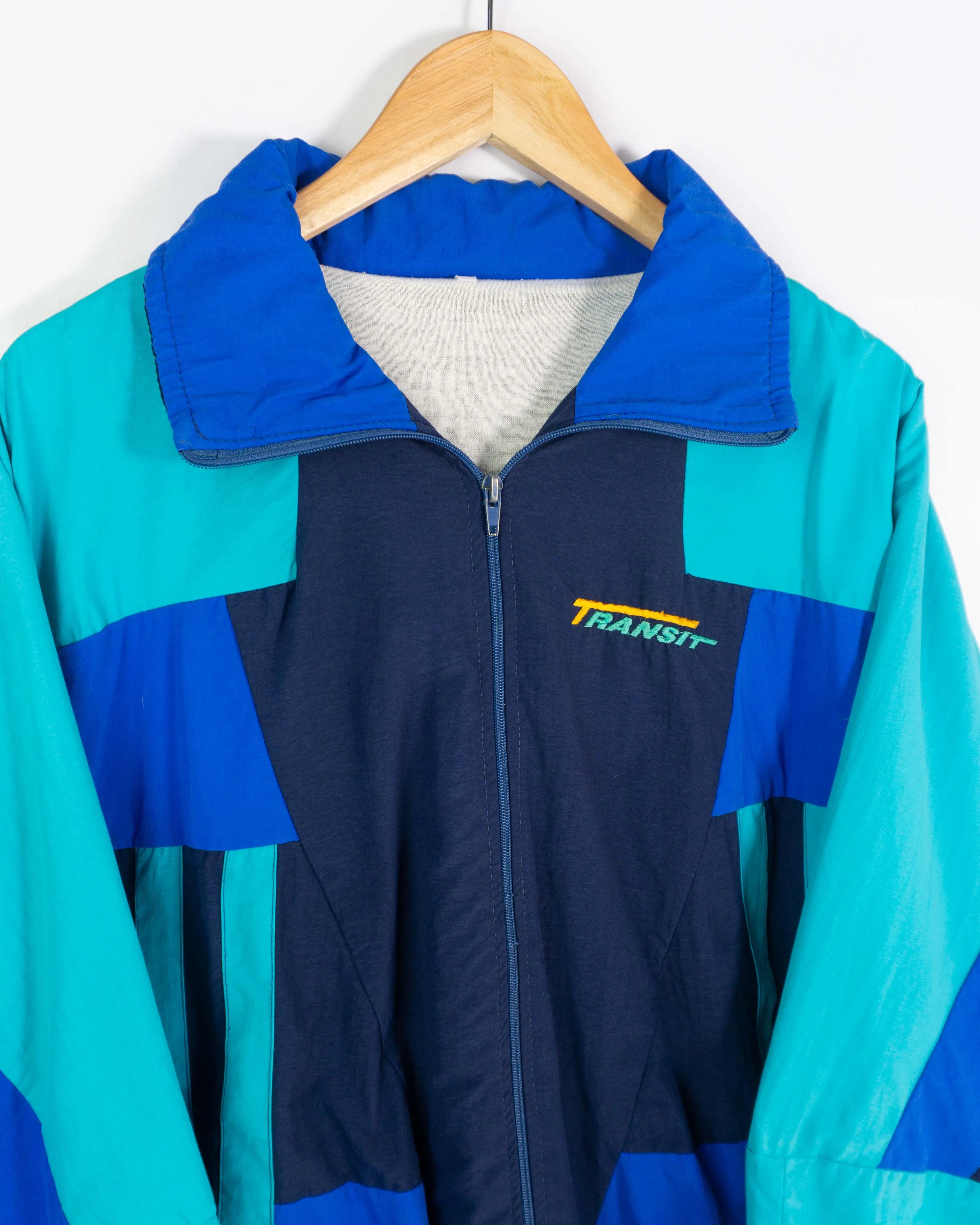 Chaqueta deportiva vintage 90s azul marino/verde M
