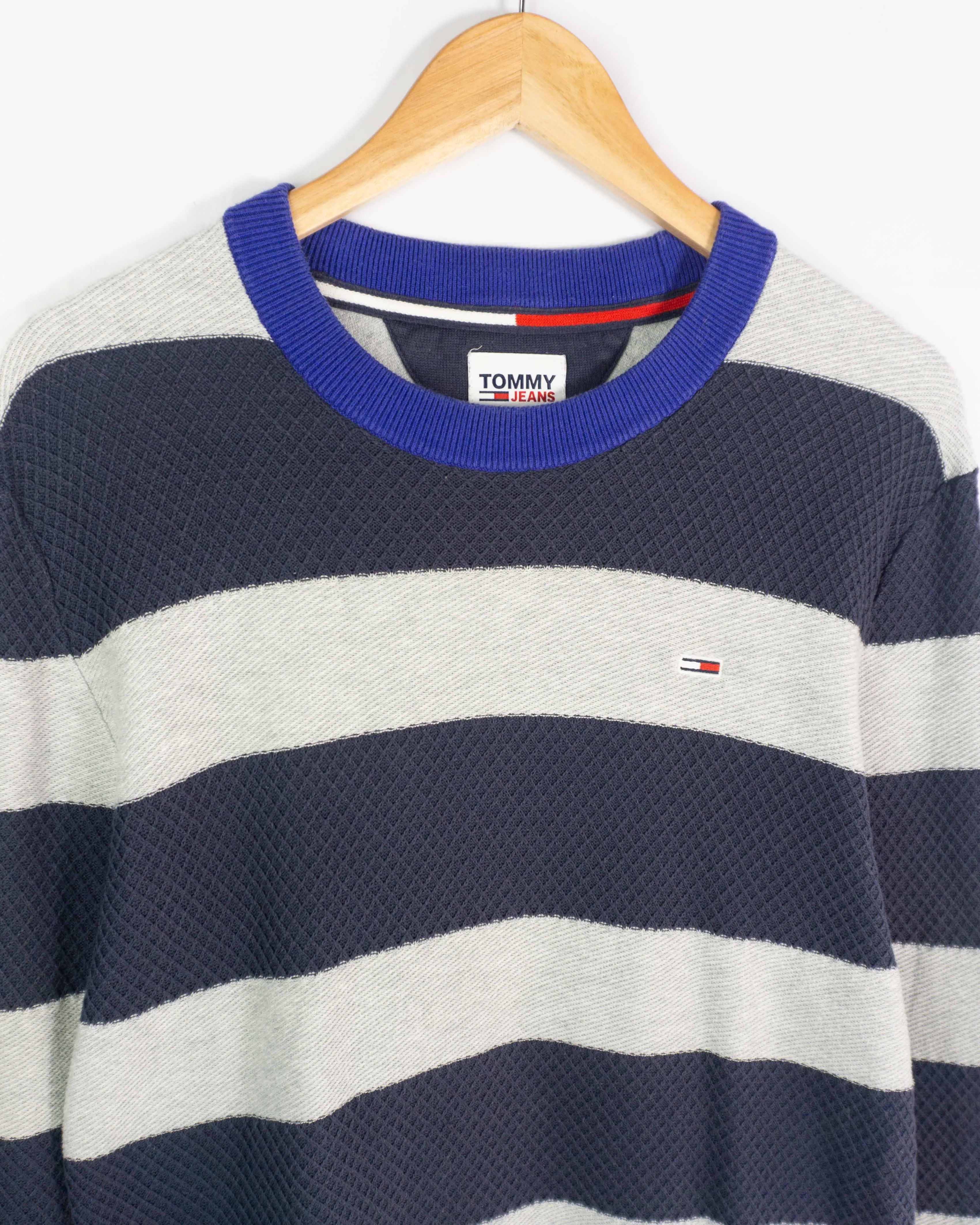 Jersey de rayas Tommy Jeans gris/azul marino M