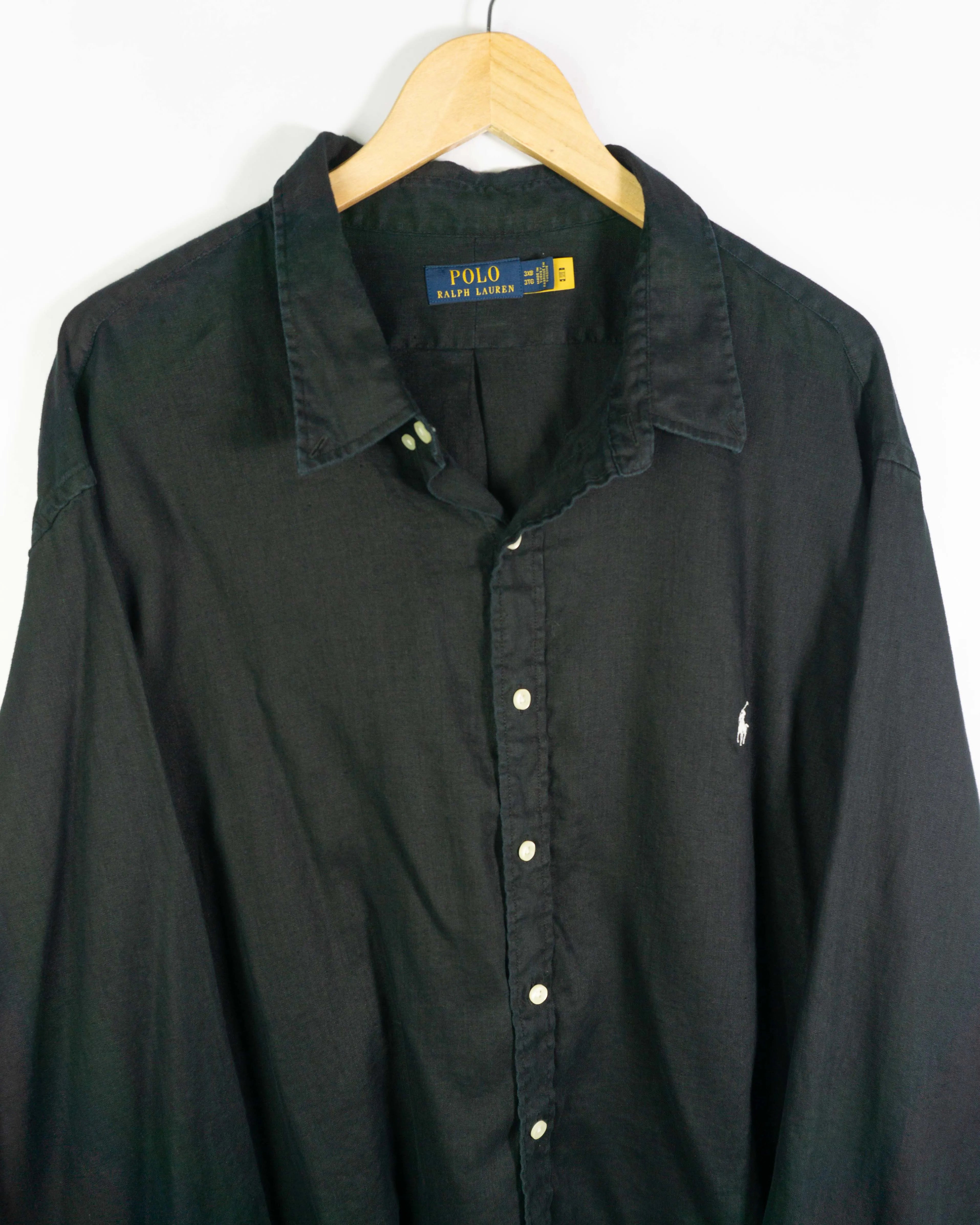 Camisa de lino Ralph Lauren negro 3XL