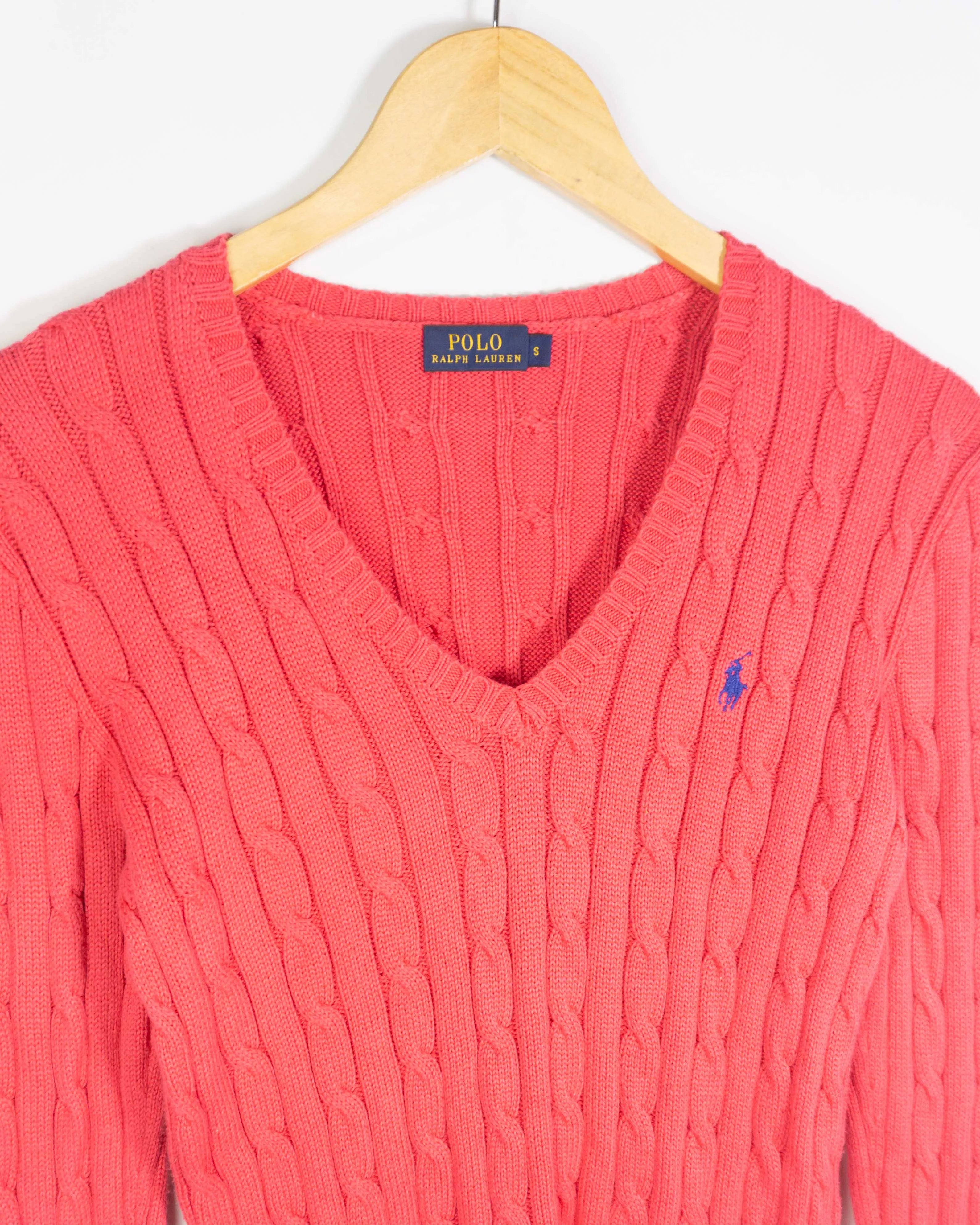 Jersey cuello pico mujer Ralph Lauren rosa S