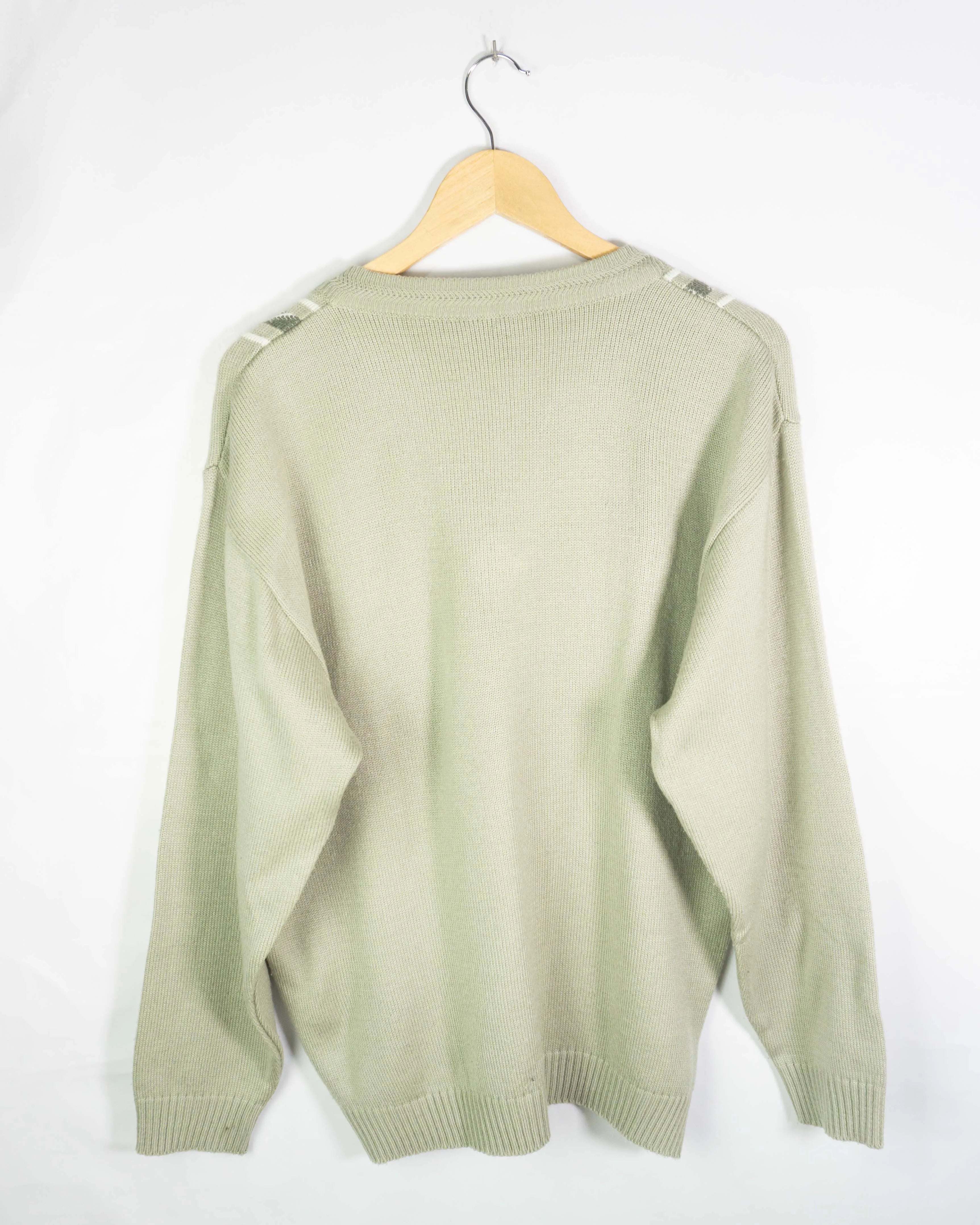 Jersey cuello pico vintage 90s beige XL