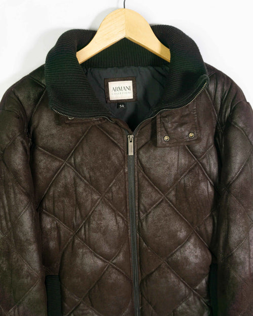 Bomber Armani Collezioni Vintage 90s Marrón — Talla 54