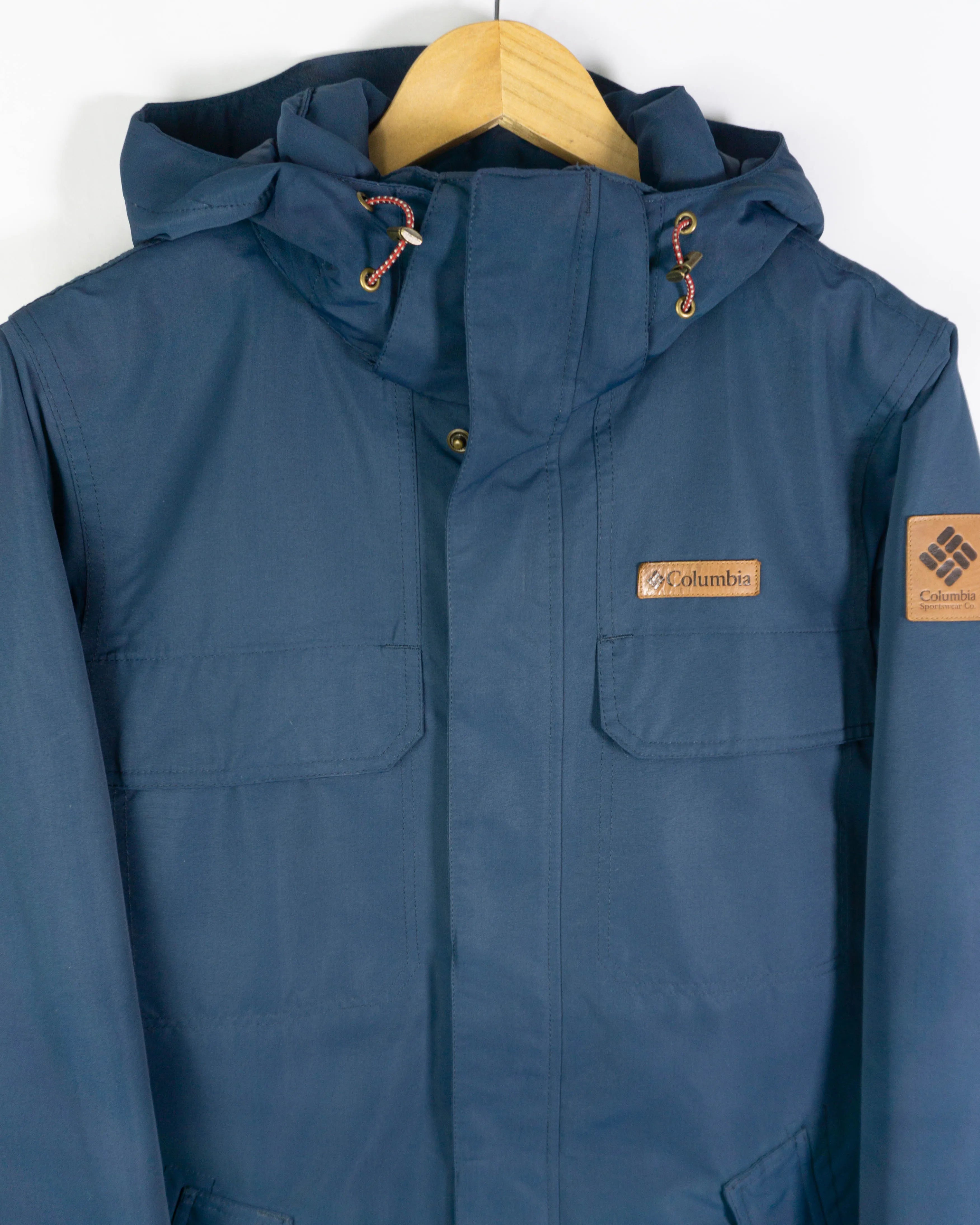 Chaqueta Columbia Vintage 00s Omni-Tech azul marino con capucha — Talla S