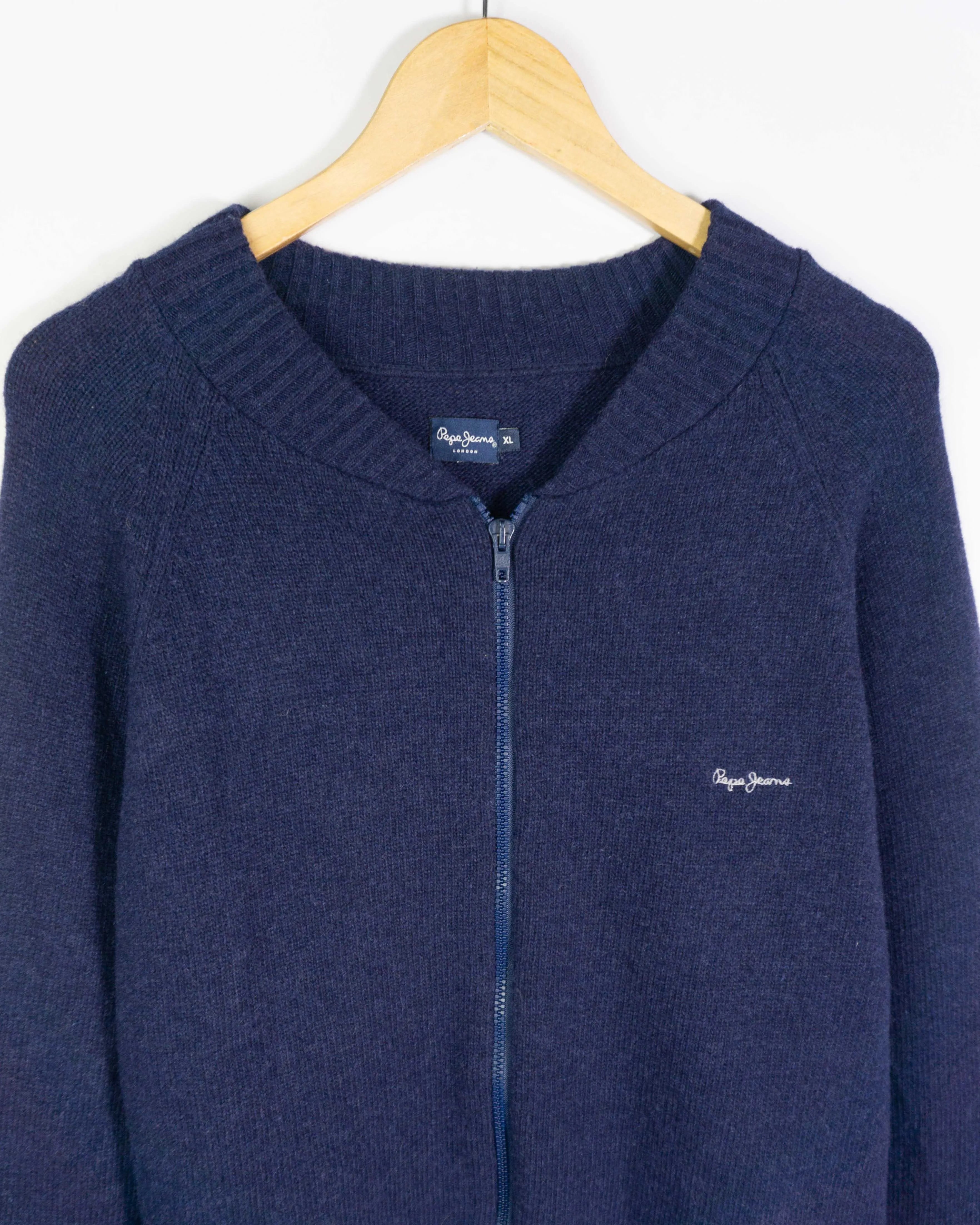 Cardigan Pepe Jeans Vintage 00s azul marino con cremallera — Talla XL