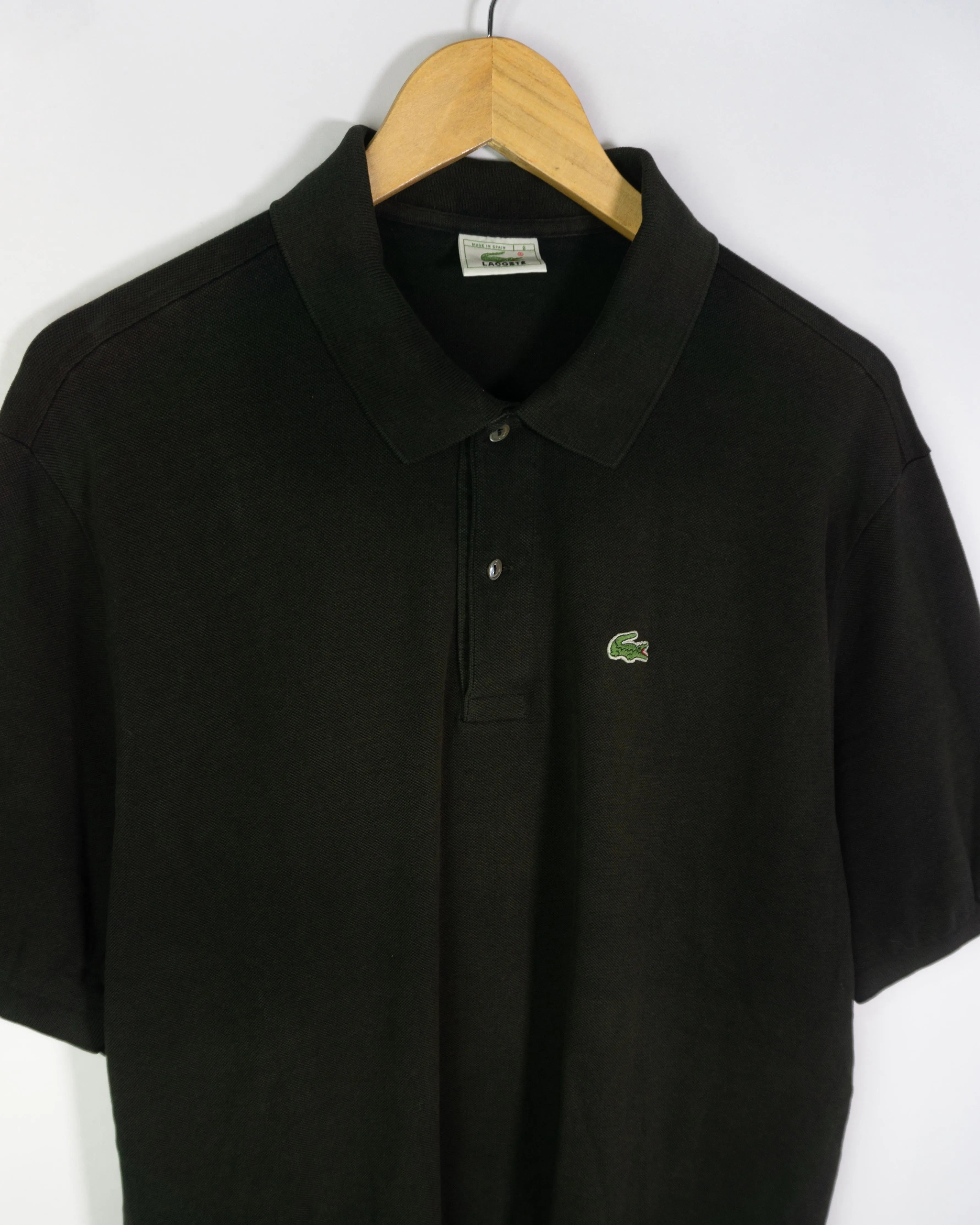 Polo Lacoste Vintage 00s negro bordado — Talla XL
