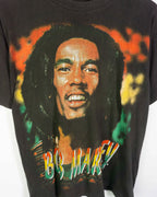 Camiseta Bob Marley Vintage 90s Bootleg Gráfico Doble Negra — Talla S