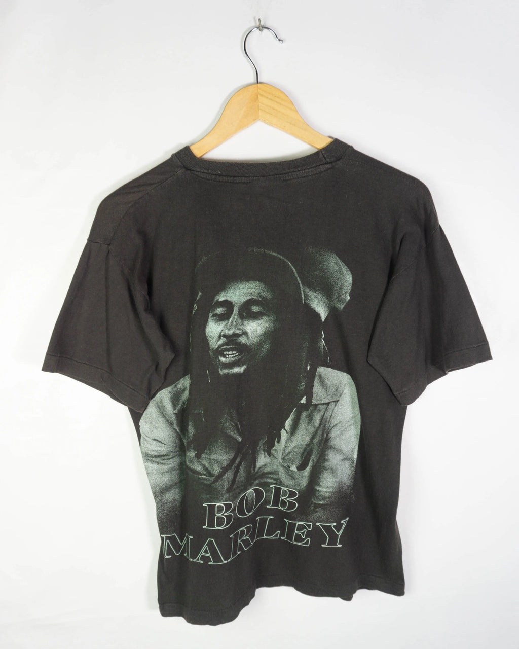 Camiseta Bob Marley Vintage 90s Bootleg Gráfico Doble Negra — Talla S