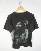 Camiseta Bob Marley Vintage 90s Bootleg Gráfico Doble Negra — Talla S