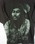 Camiseta Bob Marley Vintage 90s Bootleg Gráfico Doble Negra — Talla S