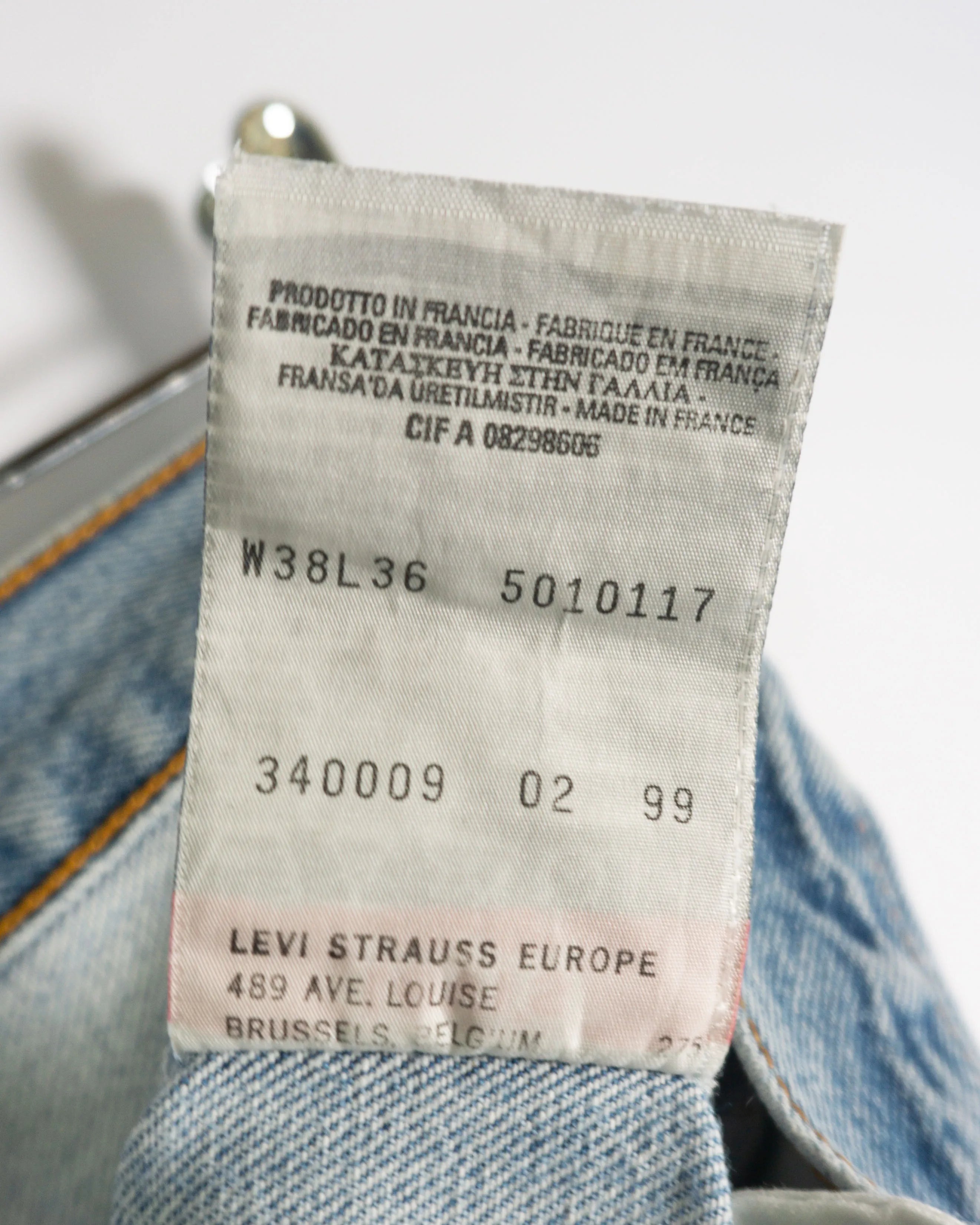 Short Levi's 501 Denim Azul Claro Vintage 90s — W38