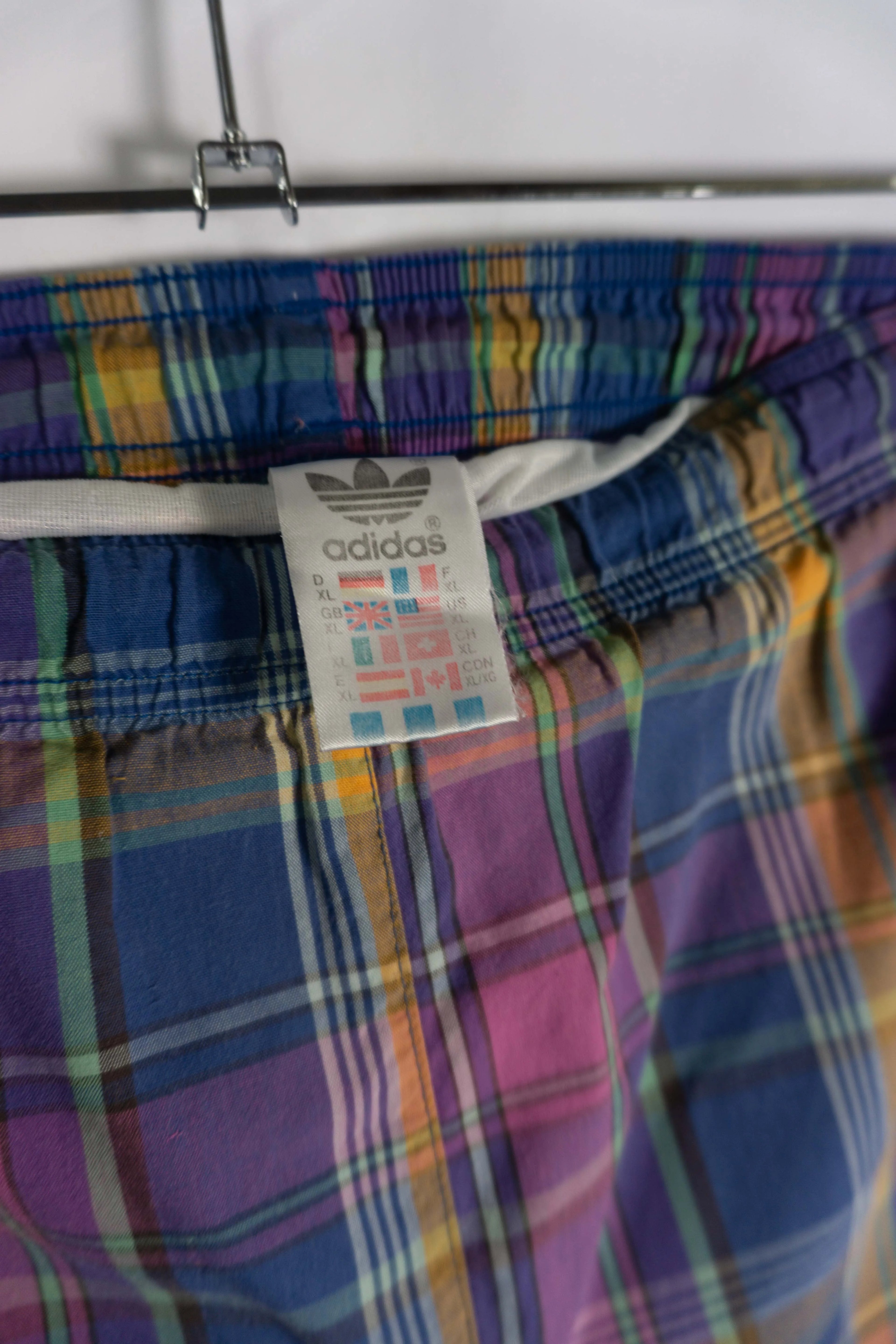 Bañador Adidas Originals Cuadros Multicolor Vintage 90s — XL