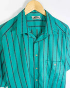 Camisa Dario Beltrán Rayas Turquesa Vintage 90s — Talla L
