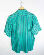 Camisa Dario Beltrán Rayas Turquesa Vintage 90s — Talla L