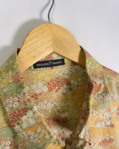 Camisa Miguel Ibars Floral Multicolor Vintage 80s — Talla L