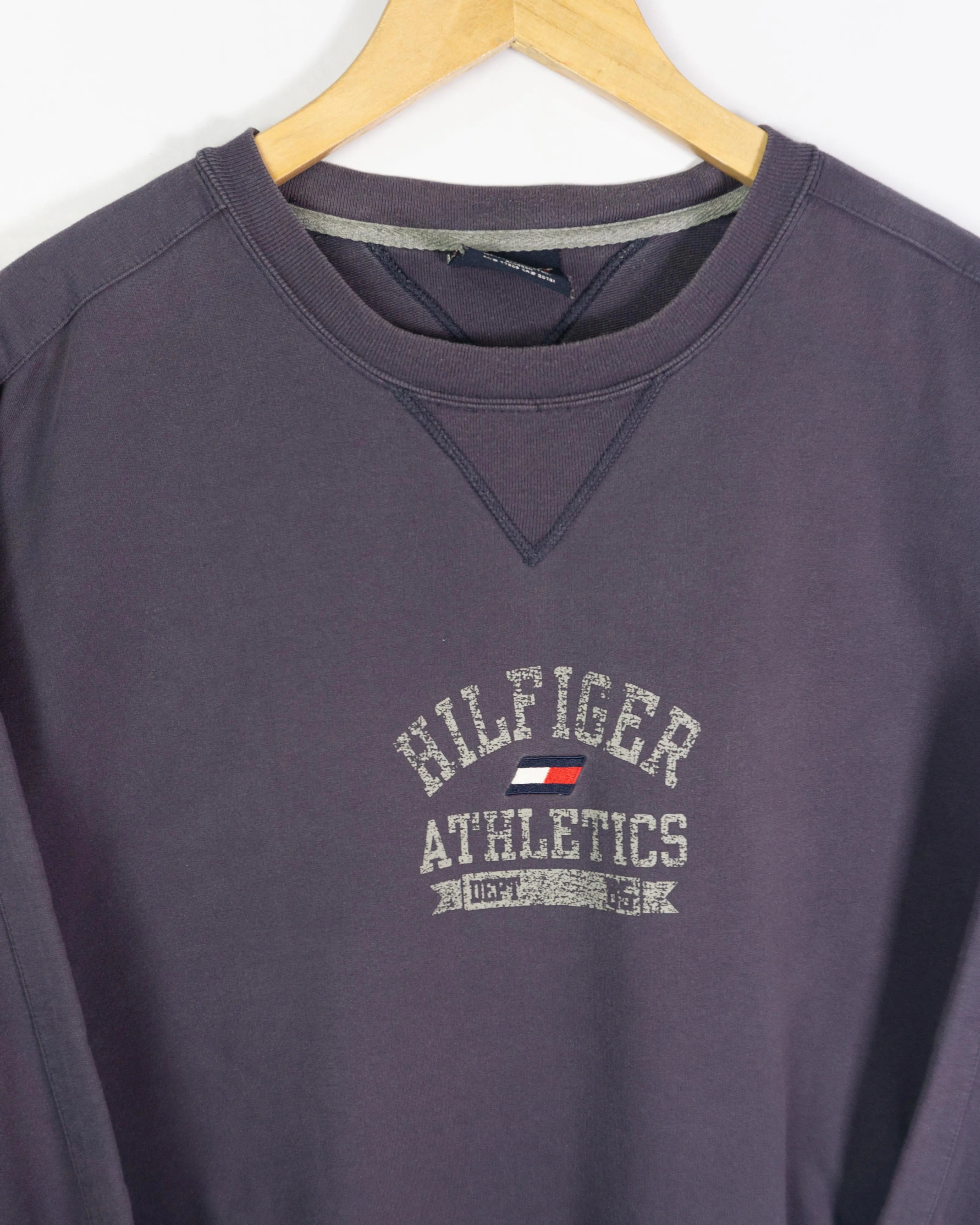 Sudadera Hilfiger Athletics azul marino Vintage 90s — Talla M