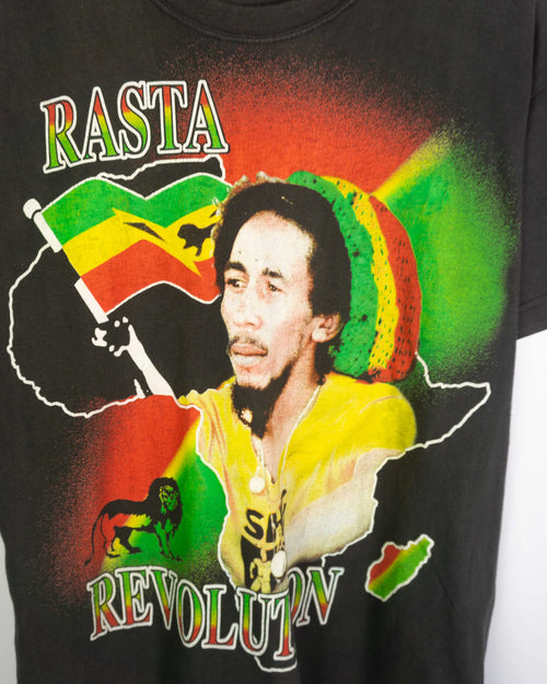 Camiseta Bob Marley Rasta Revolution Negra Vintage 00s — M