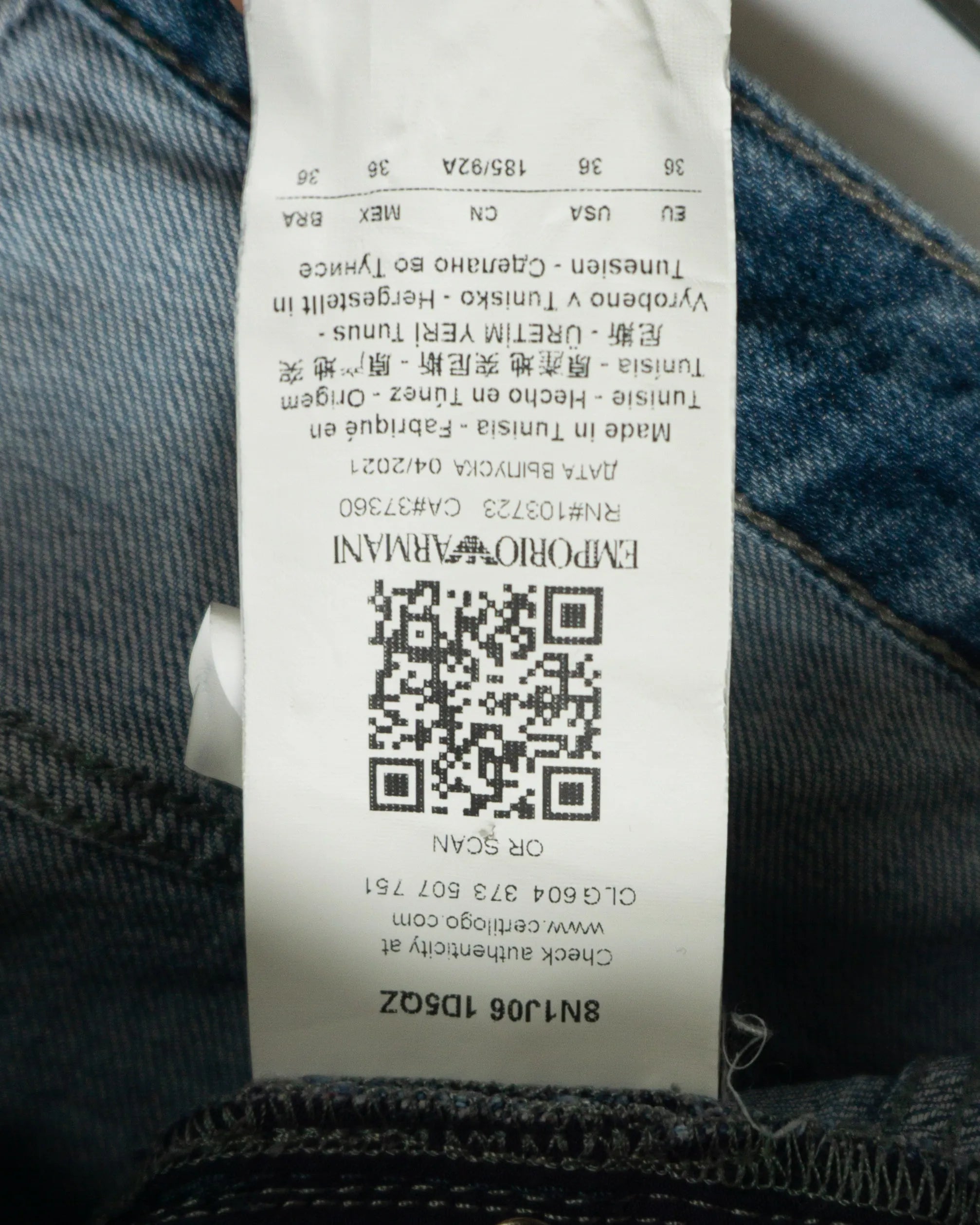 Vaqueros Emporio Armani Slim Azul Claro — Talla 36