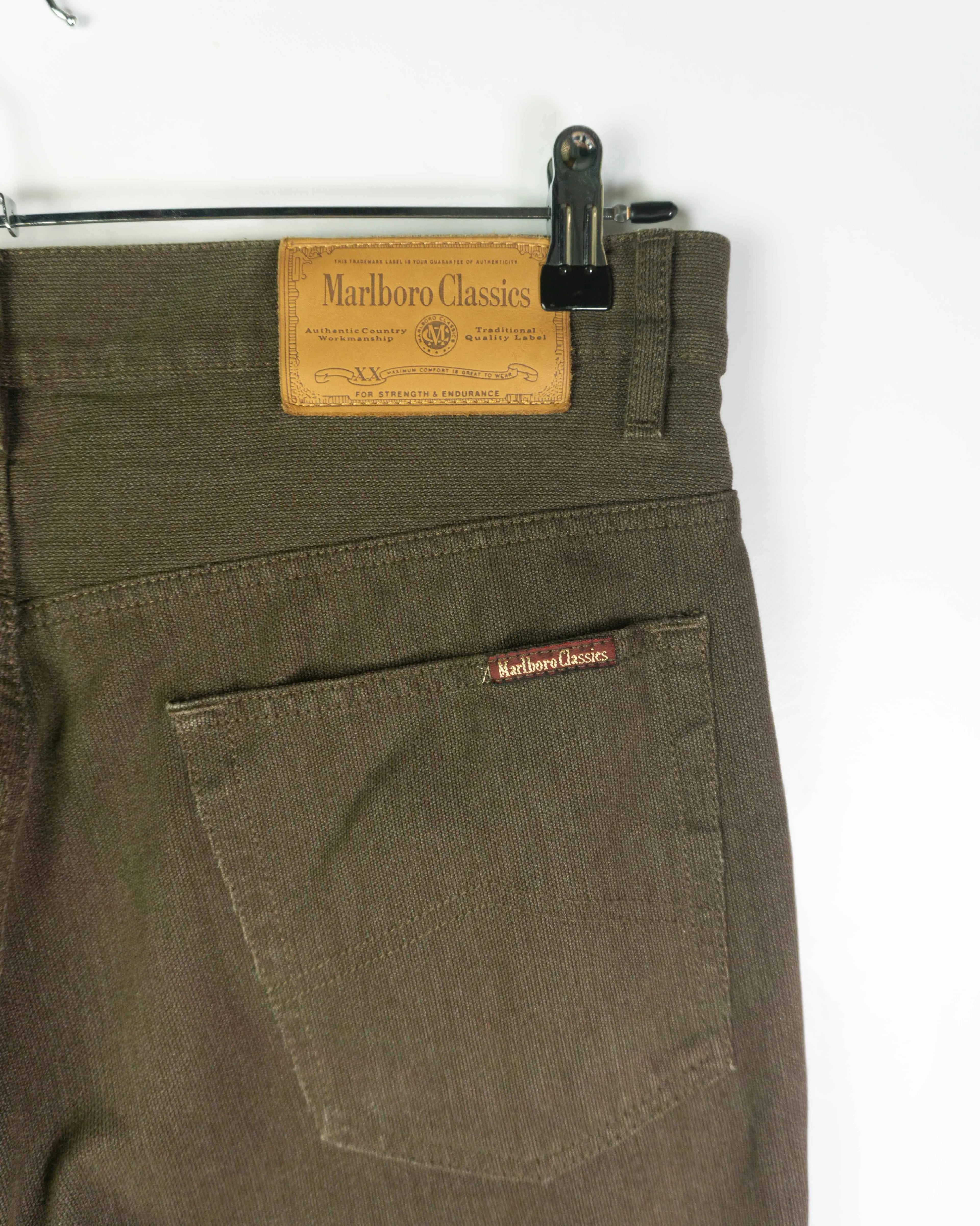 Pantalón Marlboro Classics Verde Oliva Vintage 90s — Talla W36