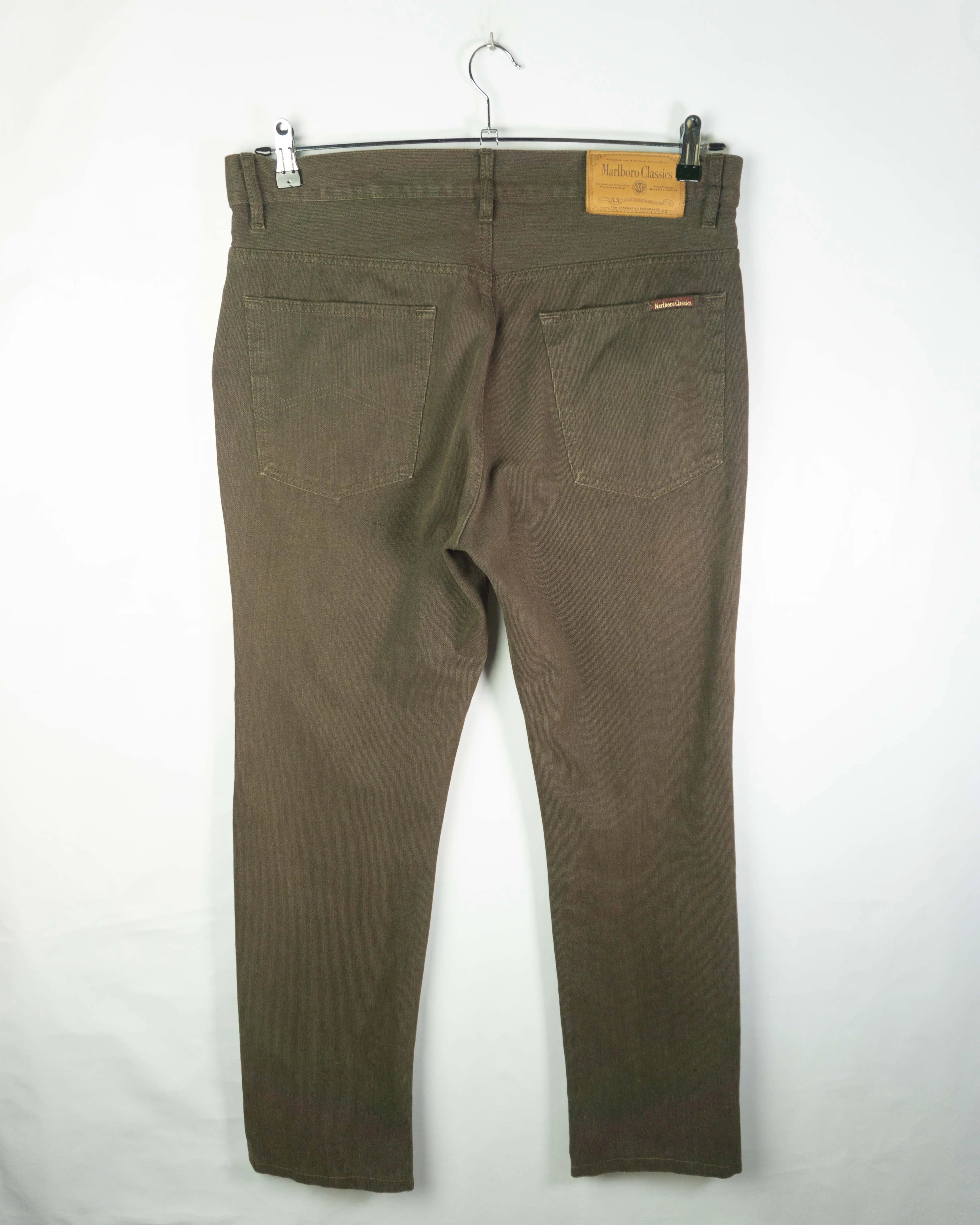 Pantalón Marlboro Classics Verde Oliva Vintage 90s — Talla W36
