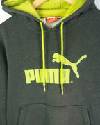 Sudadera Puma Logo Grande Gris y Verde — Talla M