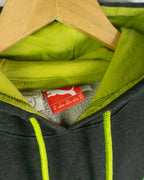 Sudadera Puma Logo Grande Gris y Verde — Talla M