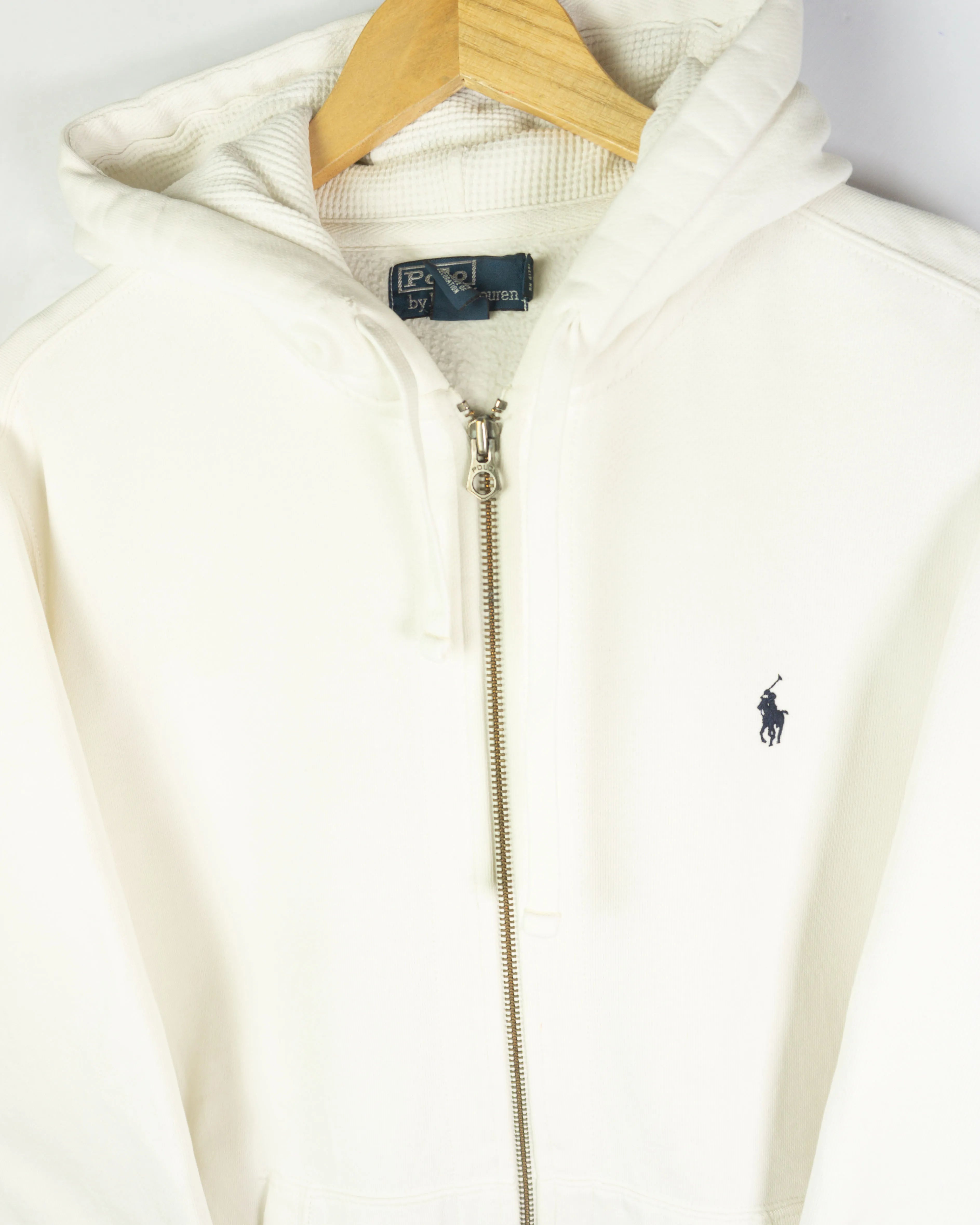Sudadera Ralph Lauren Cremallera Blanca Vintage 00s — Talla XL