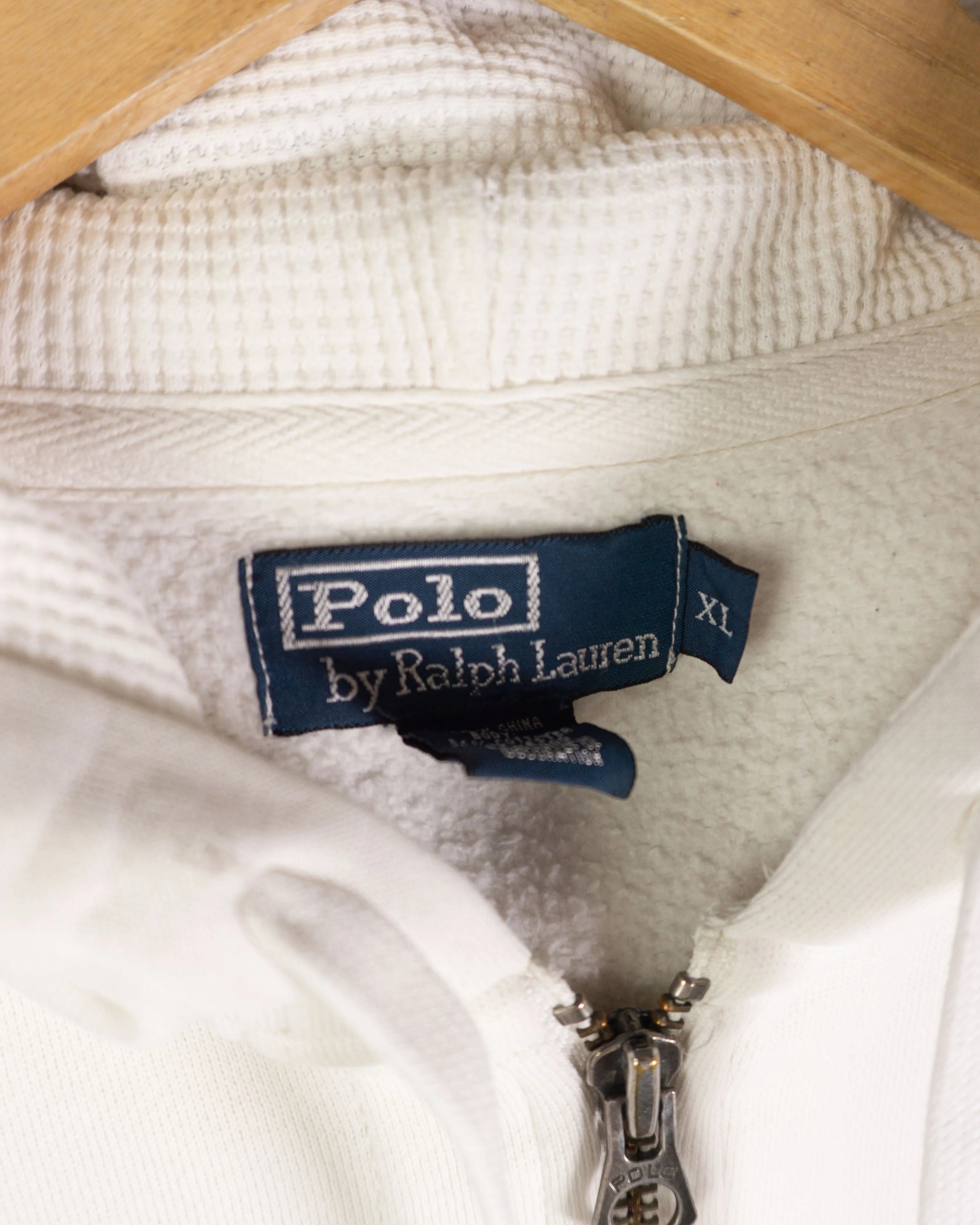 Sudadera Ralph Lauren Cremallera Blanca Vintage 00s — Talla XL