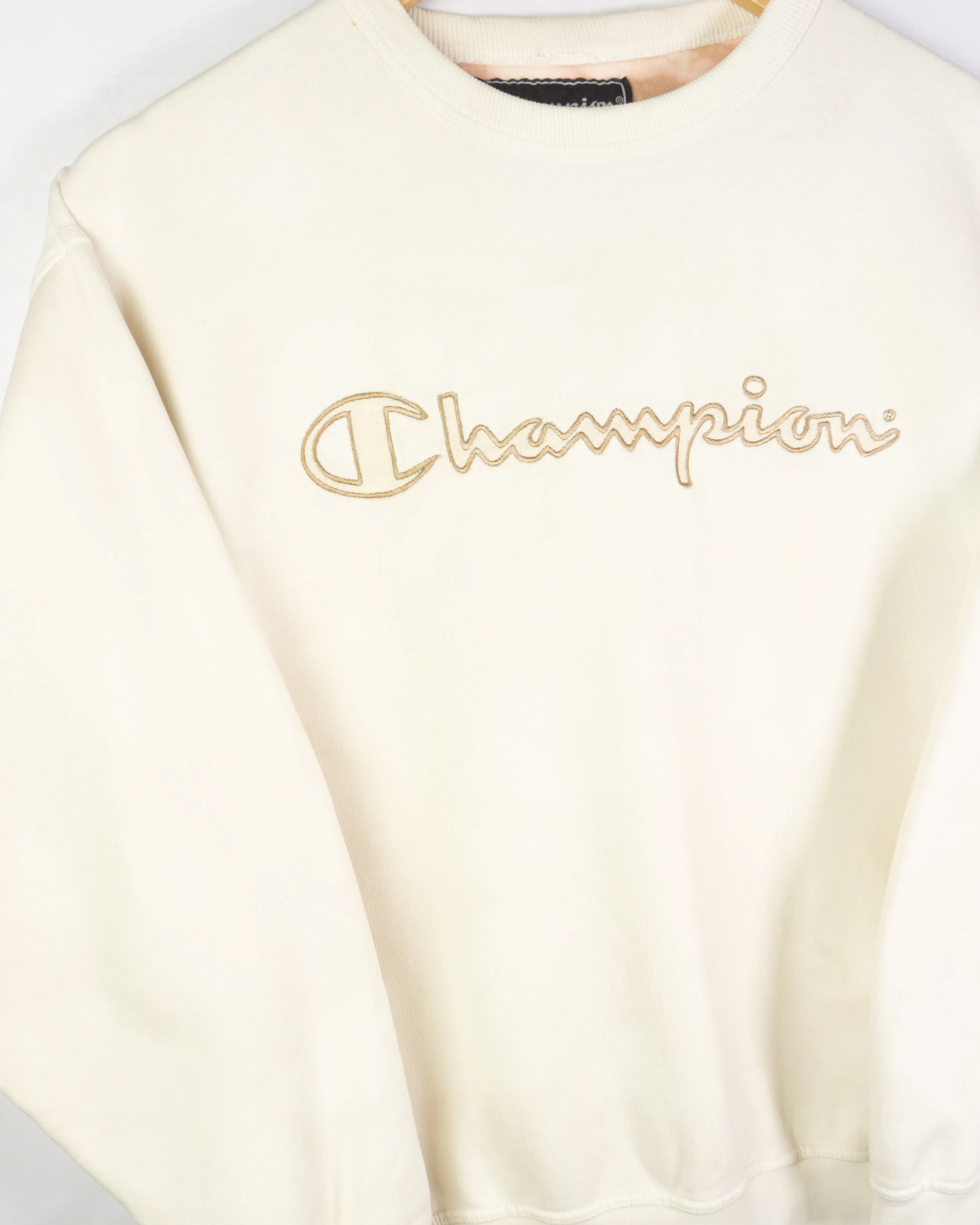 Sudadera tie dye Champion Logo Bordado Crema Vintage 90s — Talla S