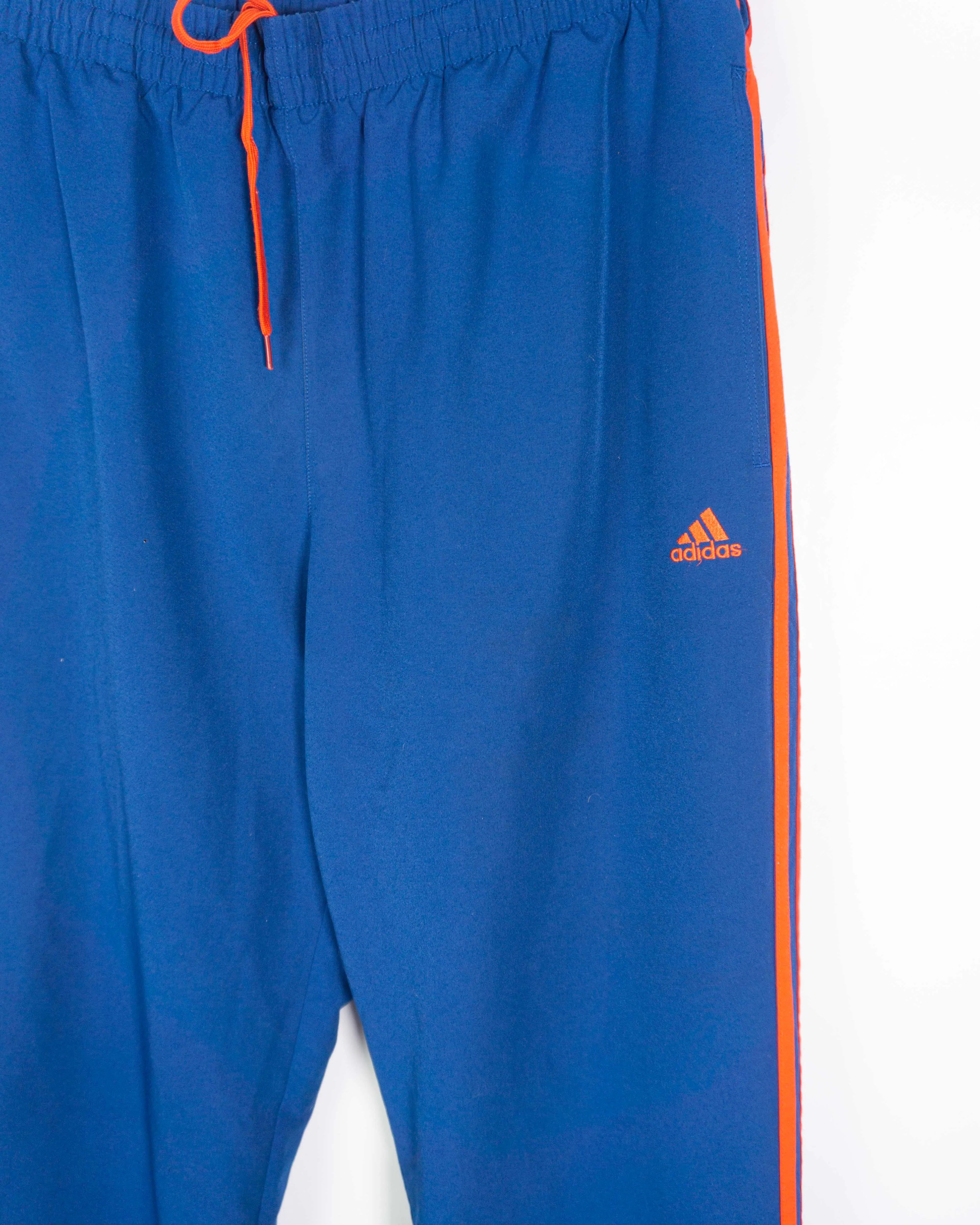 Pantalón Adidas Chándal Azul Naranja Bandas — Talla XL