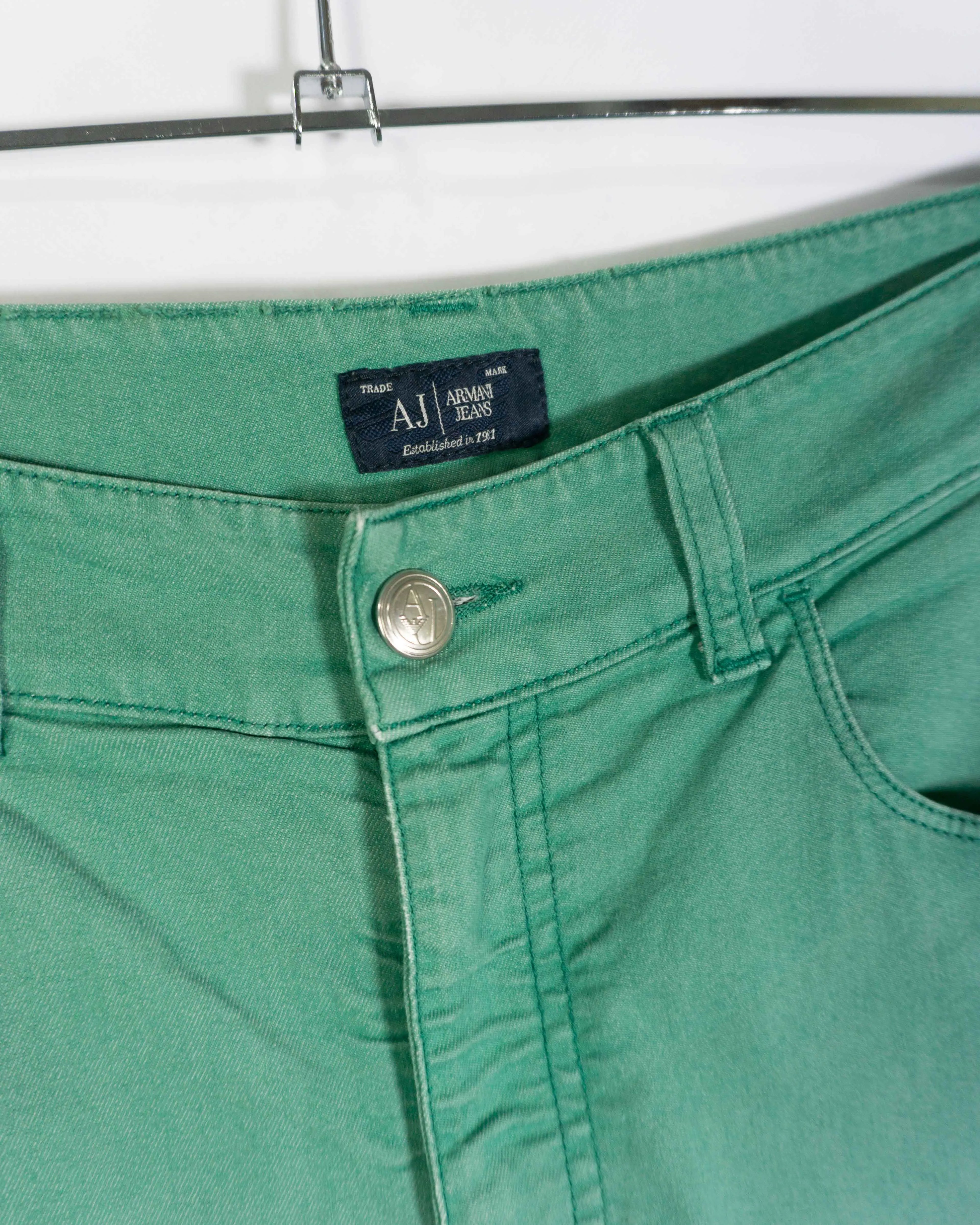 Vaqueros Armani Jeans Pitillo Verde Menta mujer — Talla 33