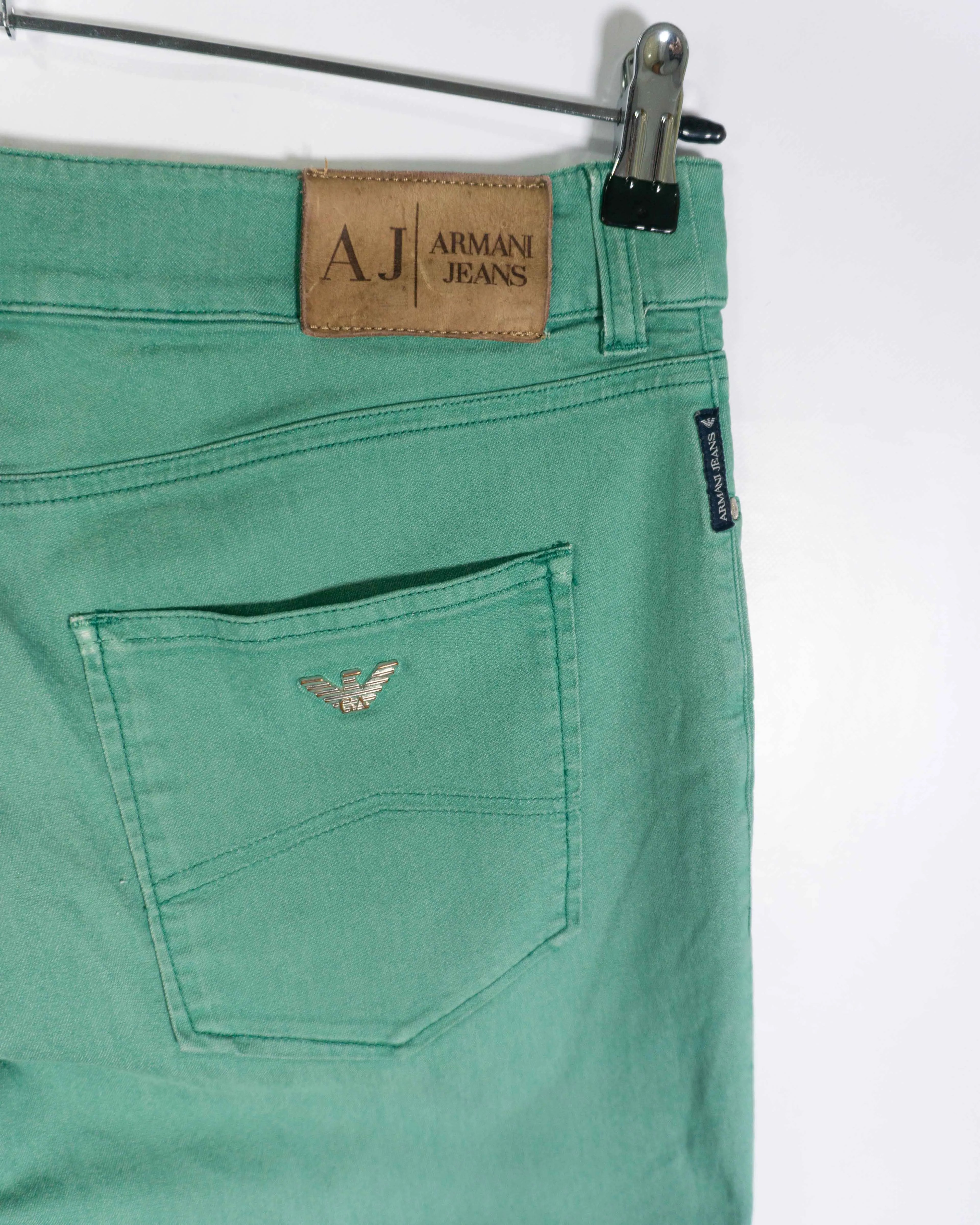 Vaqueros Armani Jeans Pitillo Verde Menta mujer — Talla 33