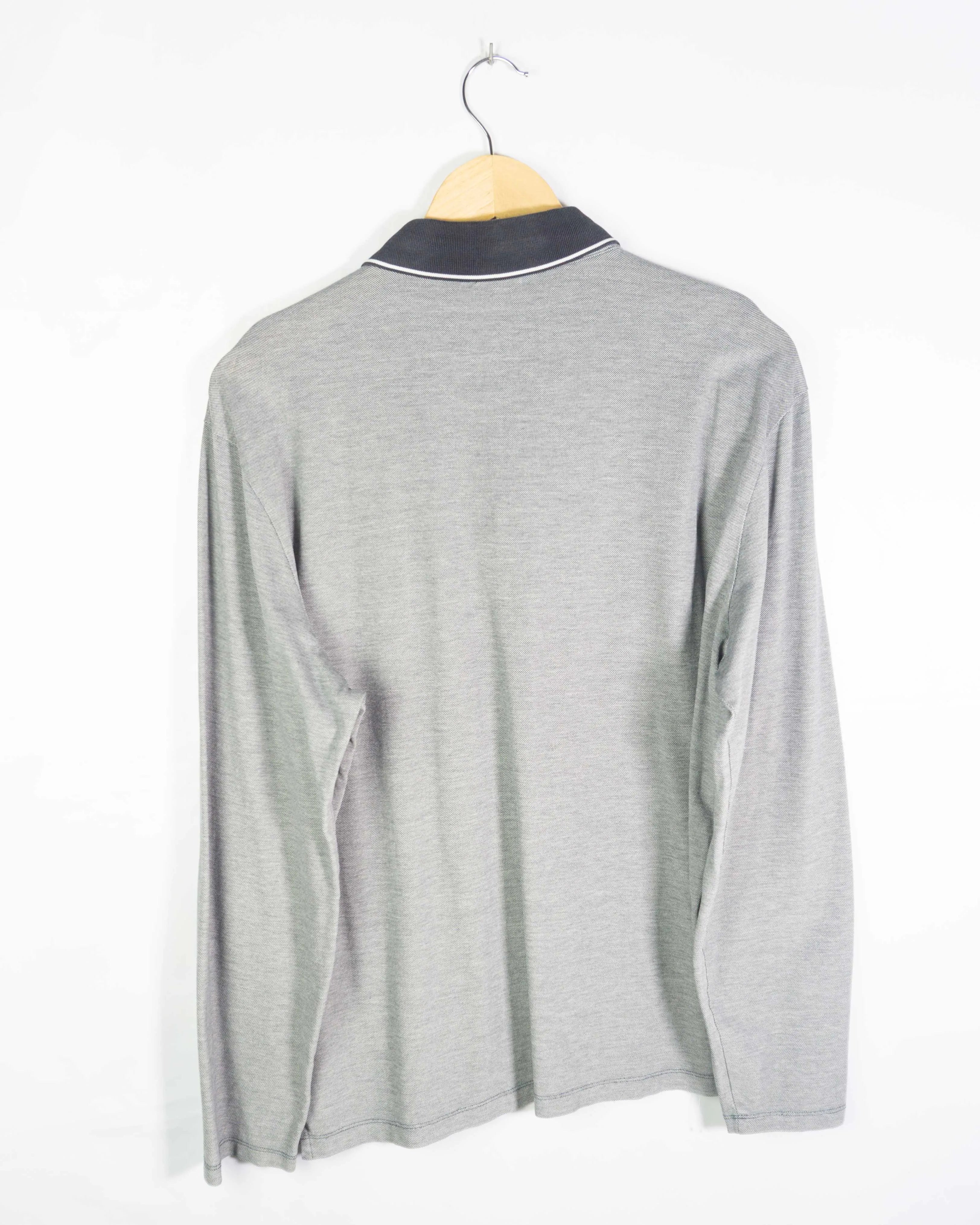 Polo Hugo Boss Manga Larga Gris Mercerised — Talla XXL