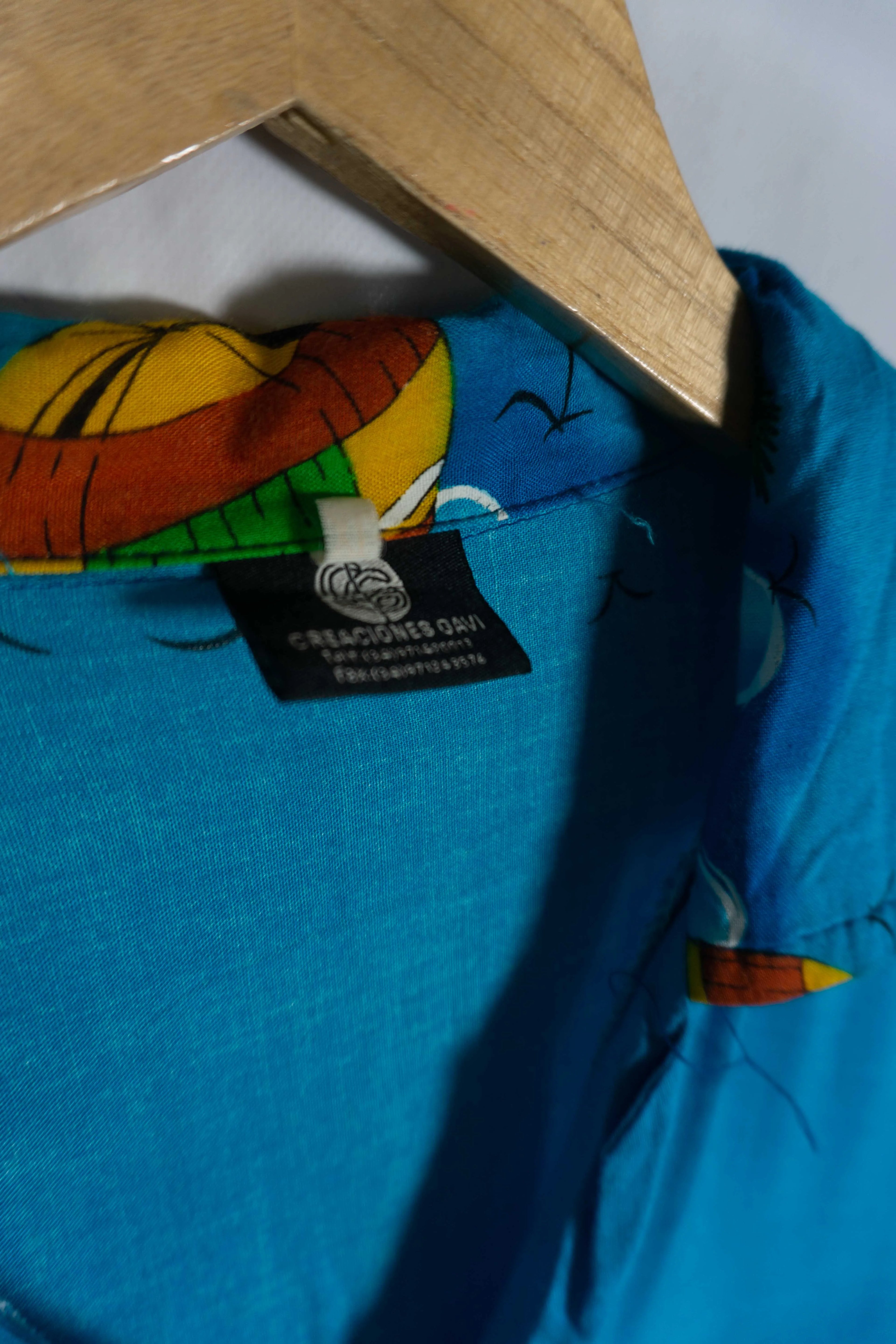 Camisa Hawaiana Tropical Azul Vintage 90s — Talla XL