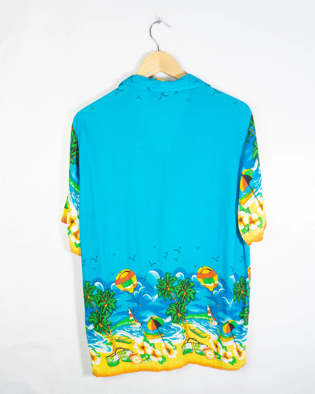 Camisa Hawaiana Tropical Azul Vintage 90s — Talla XL