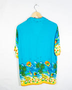 Camisa Hawaiana Tropical Azul Vintage 90s — Talla XL